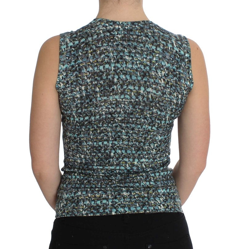 Elegant Blue Wool Vest Pullover Top - ventzia