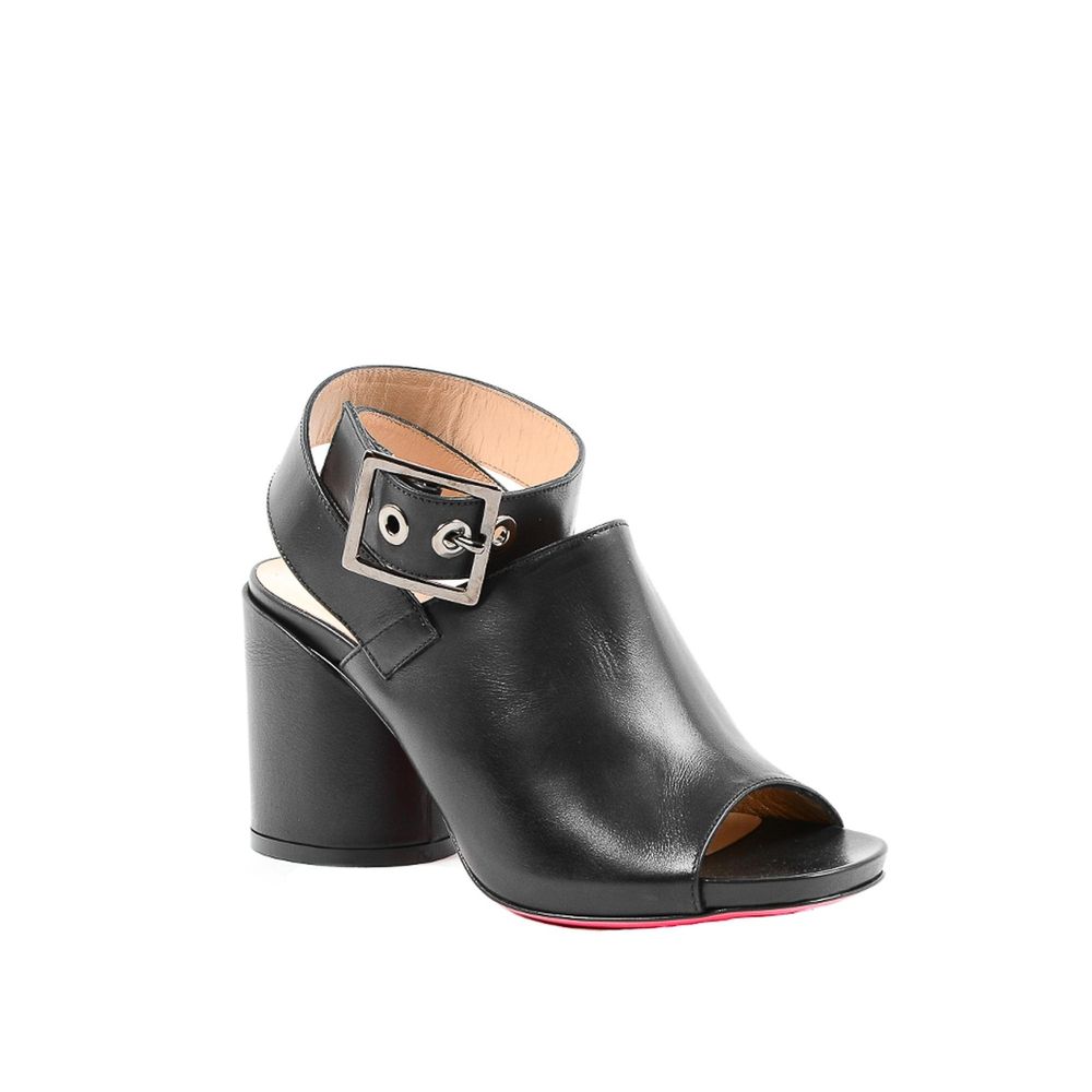 Black Leather High Heel Pumps