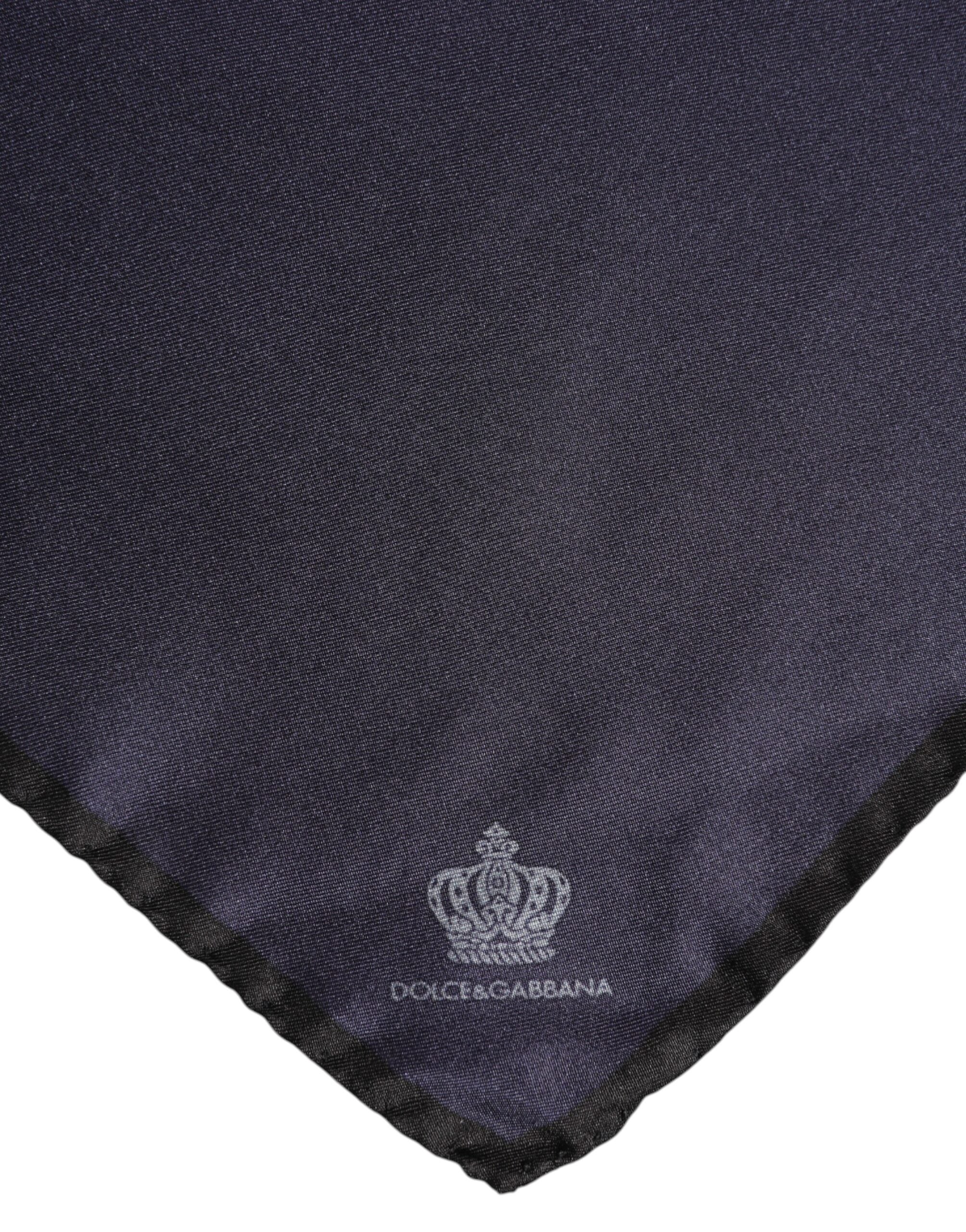 Blue DG Crown Silk Square Men Foulard Scarf - ventzia