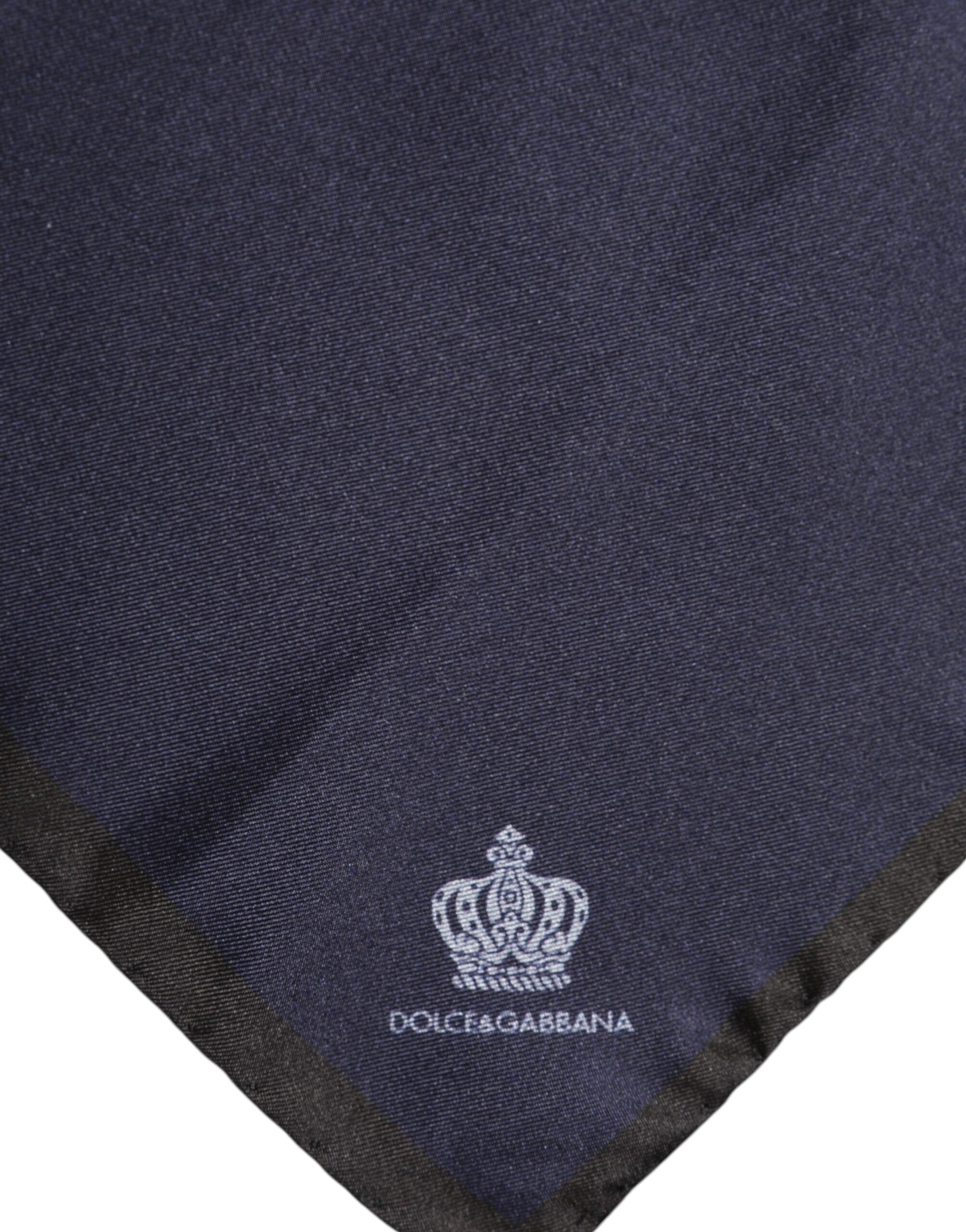 Blue DG Crown Silk Square Men Foulard Scarf - ventzia