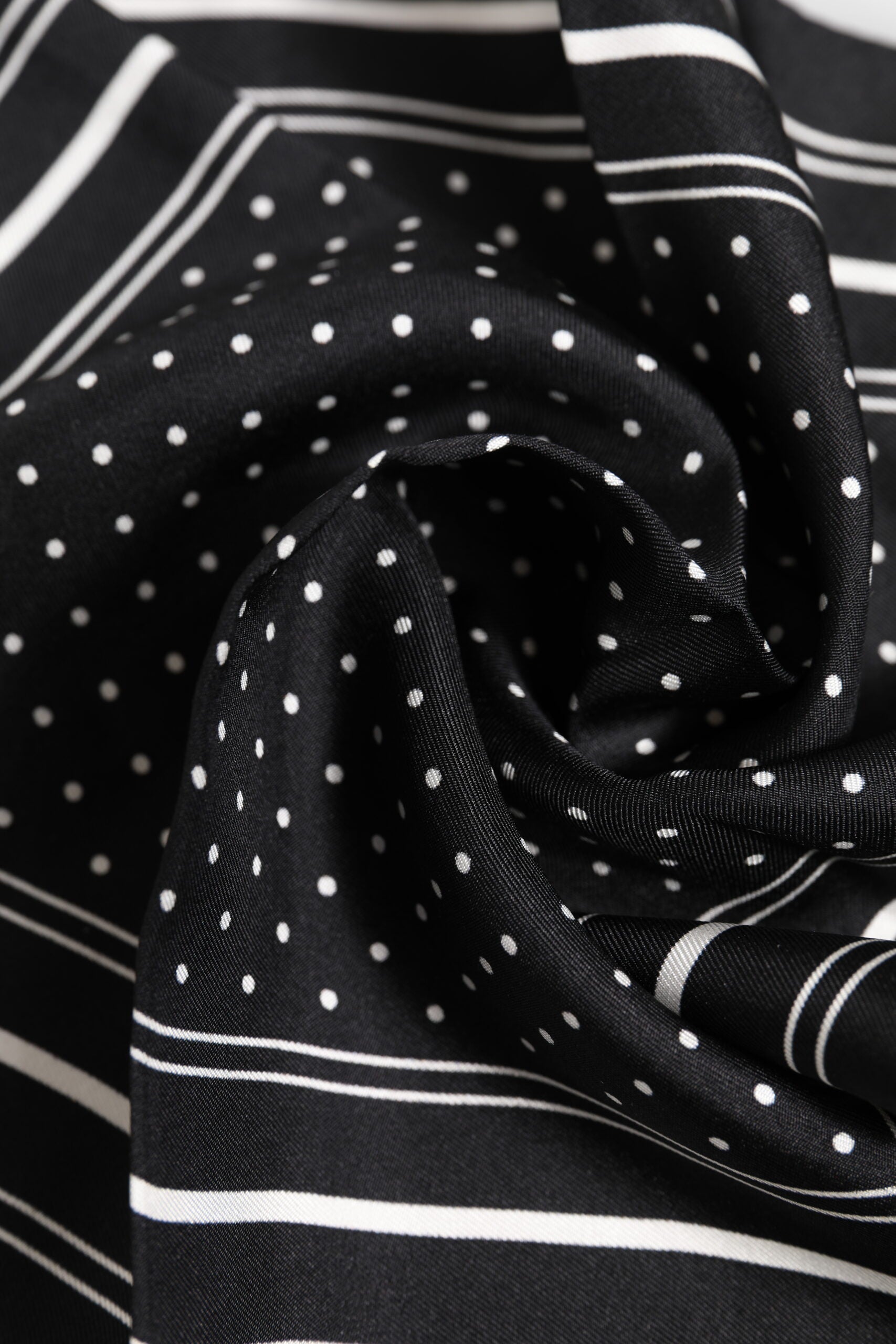 Black White Polka Dot Men Foulard Scarf - ventzia
