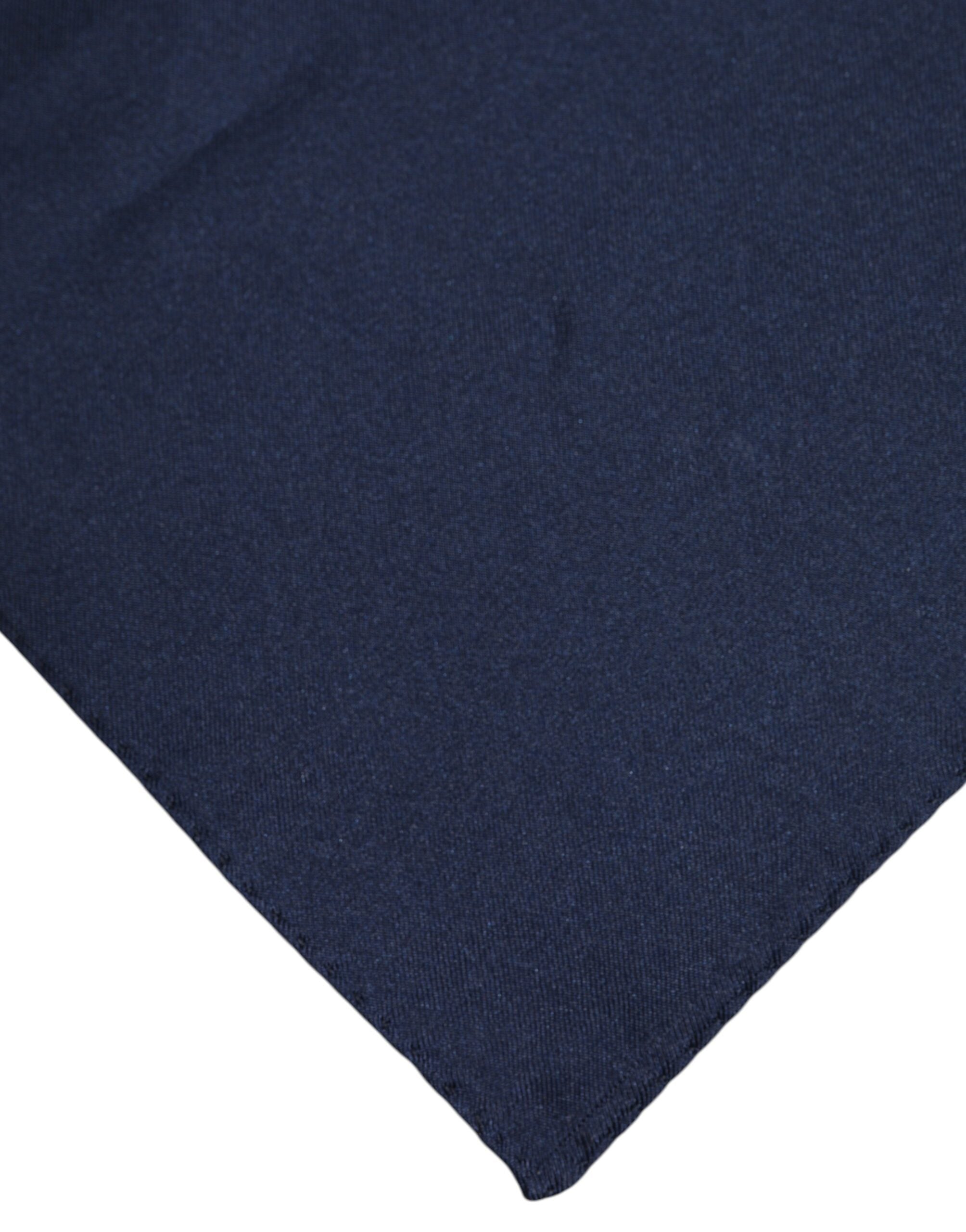 Dark Blue Silk Square Men Foulard Scarf - ventzia