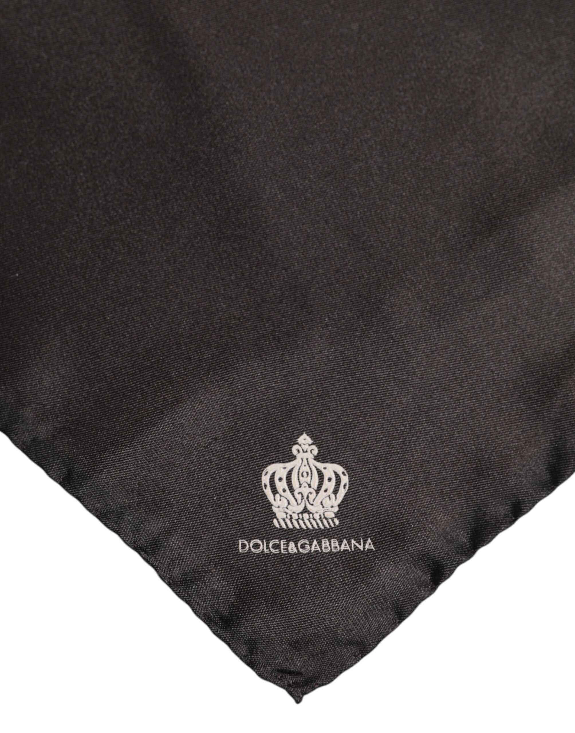 Brown DG Crown Silk Square Men Foulard Scarf - ventzia