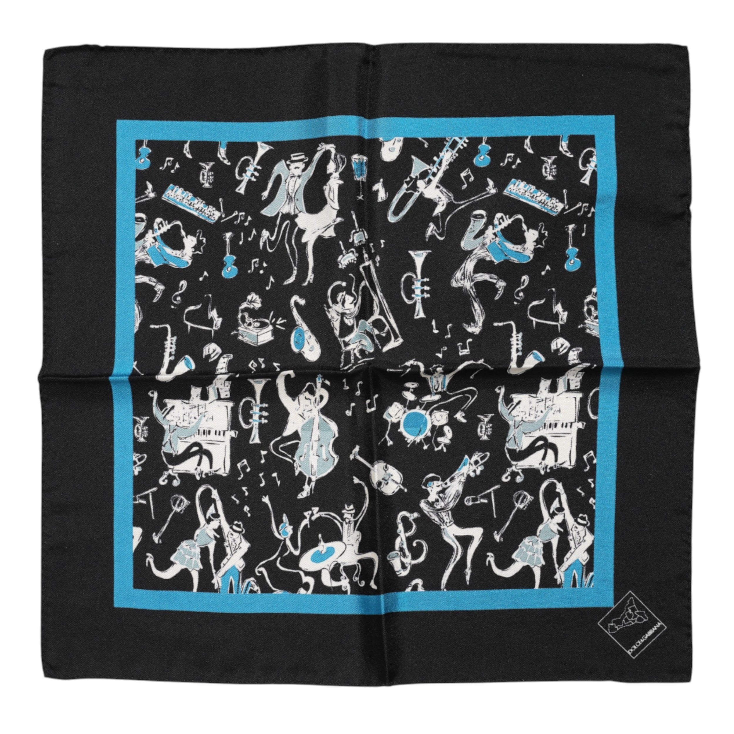 Black Jazz Club Silk Square Men Foulard Scarf - ventzia