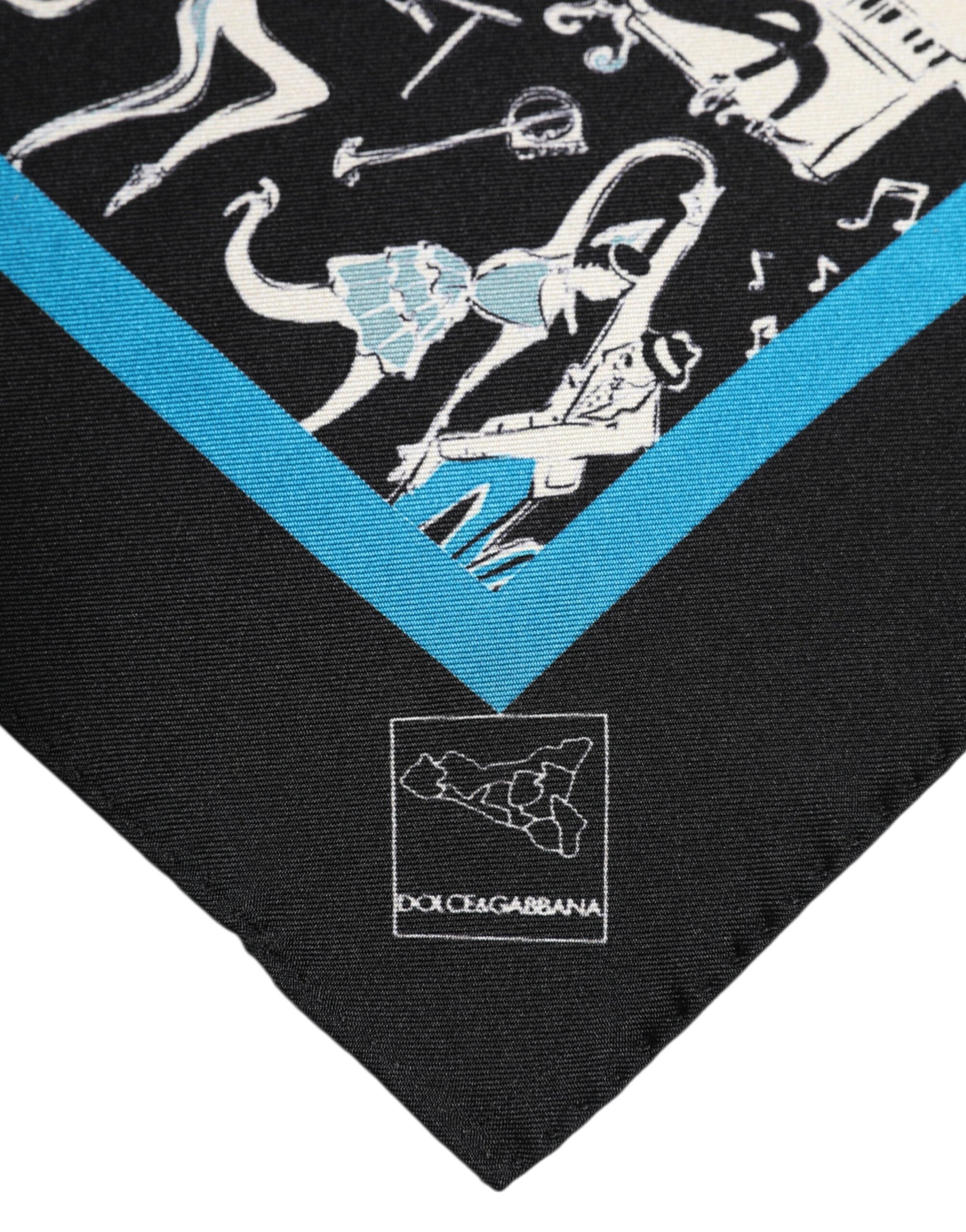 Black Jazz Club Silk Square Men Foulard Scarf - ventzia