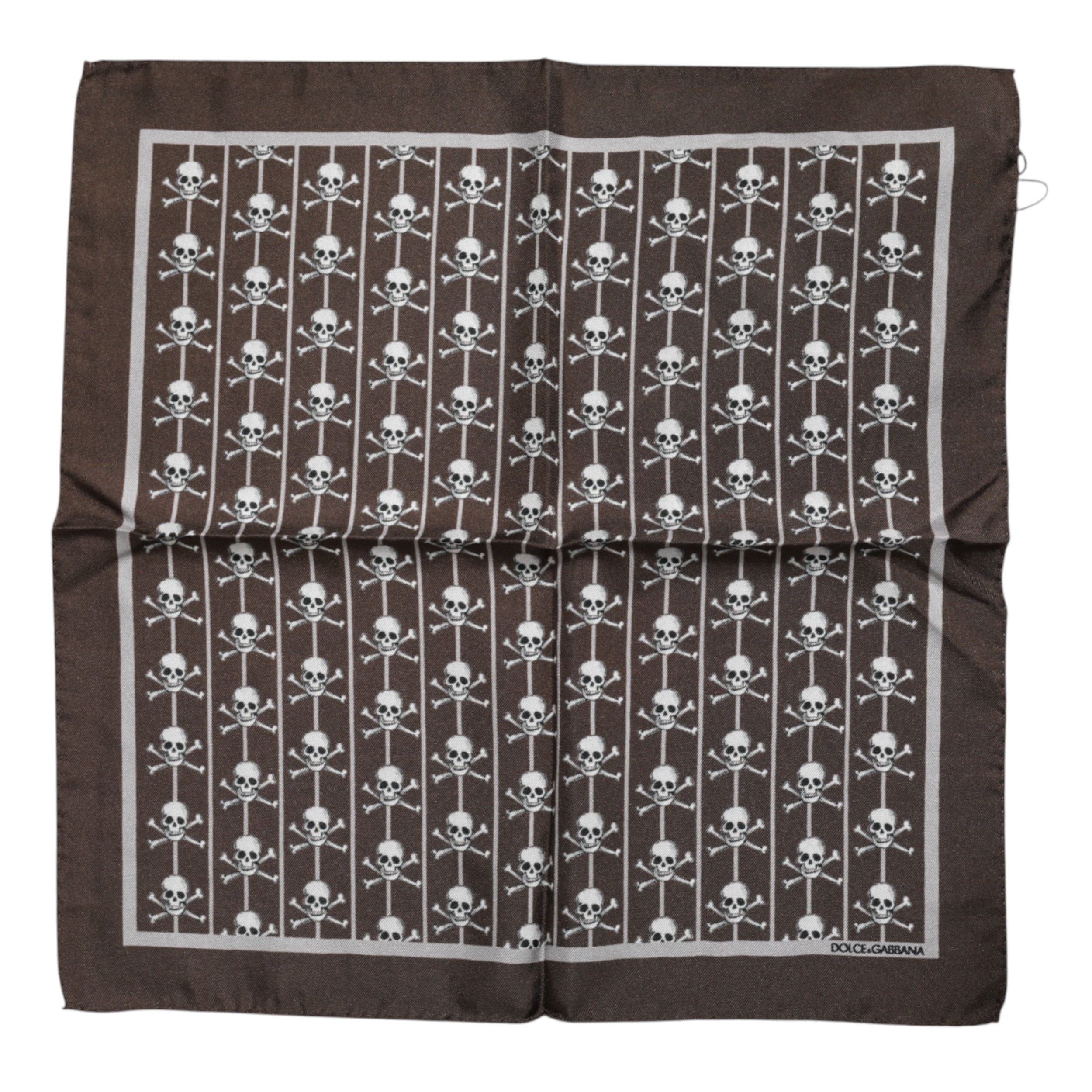 Brown Skull Silk Square Men Foulard Scarf - ventzia