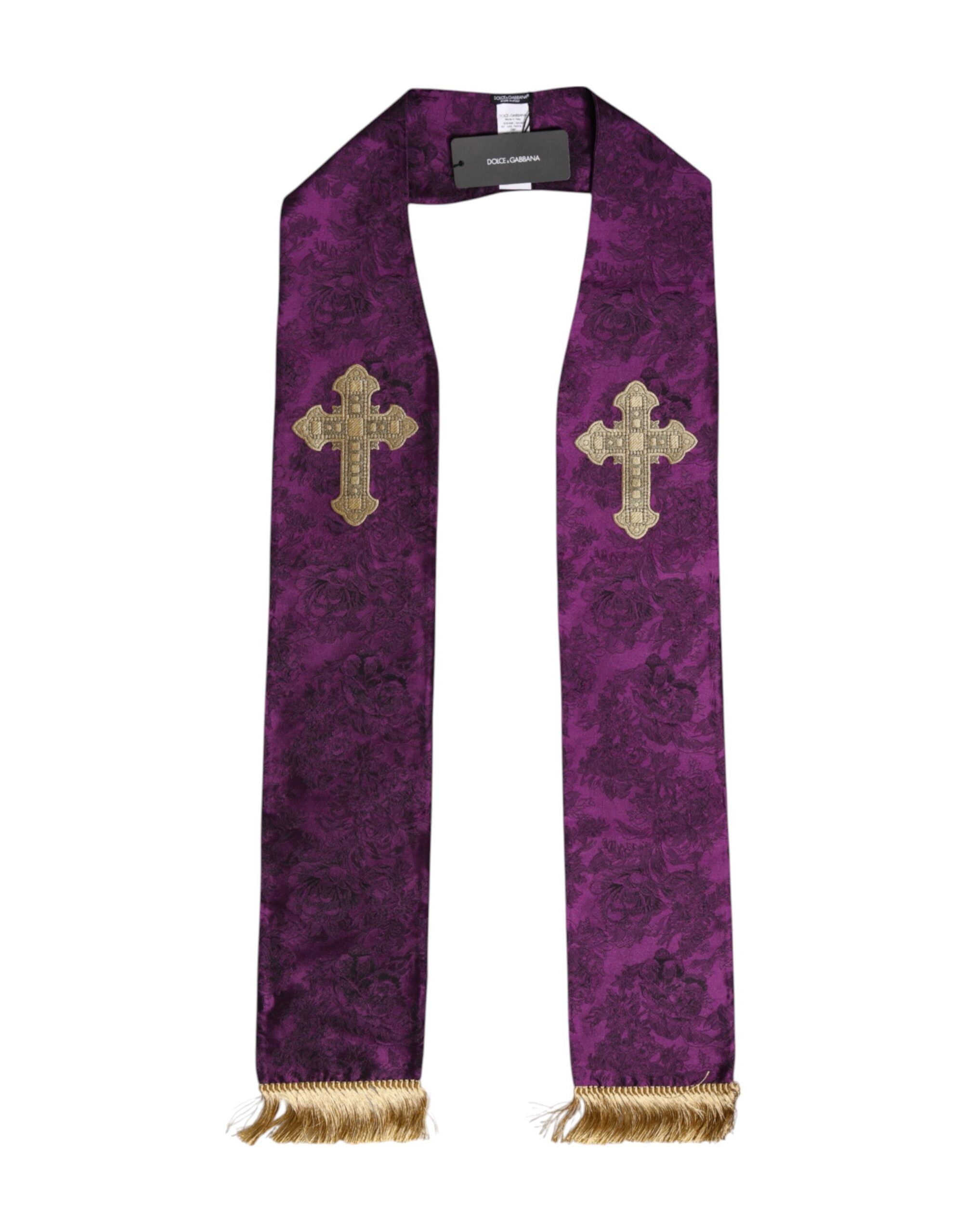 Purple Silk Fringes Cross Men Foulard Scarf - ventzia