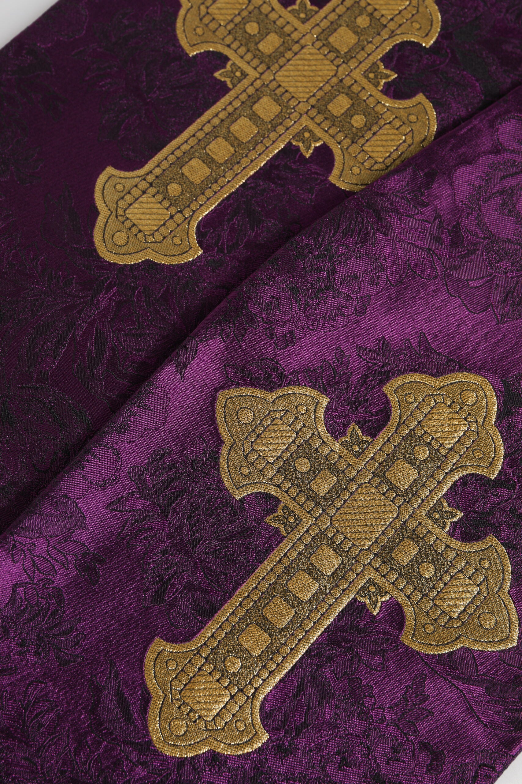 Purple Silk Fringes Cross Men Foulard Scarf - ventzia