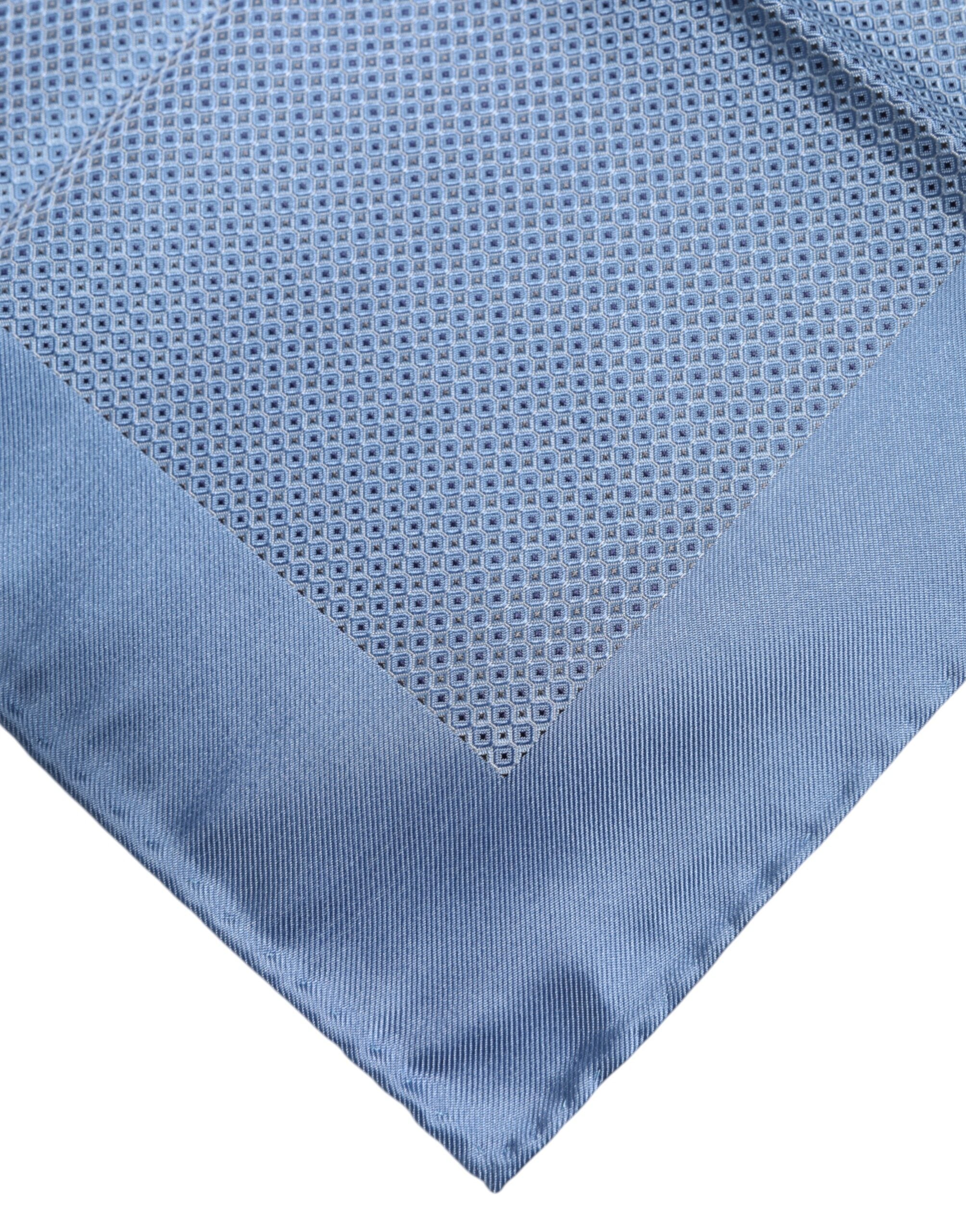 Light Blue Silk Square Men Foulard Scarf - ventzia