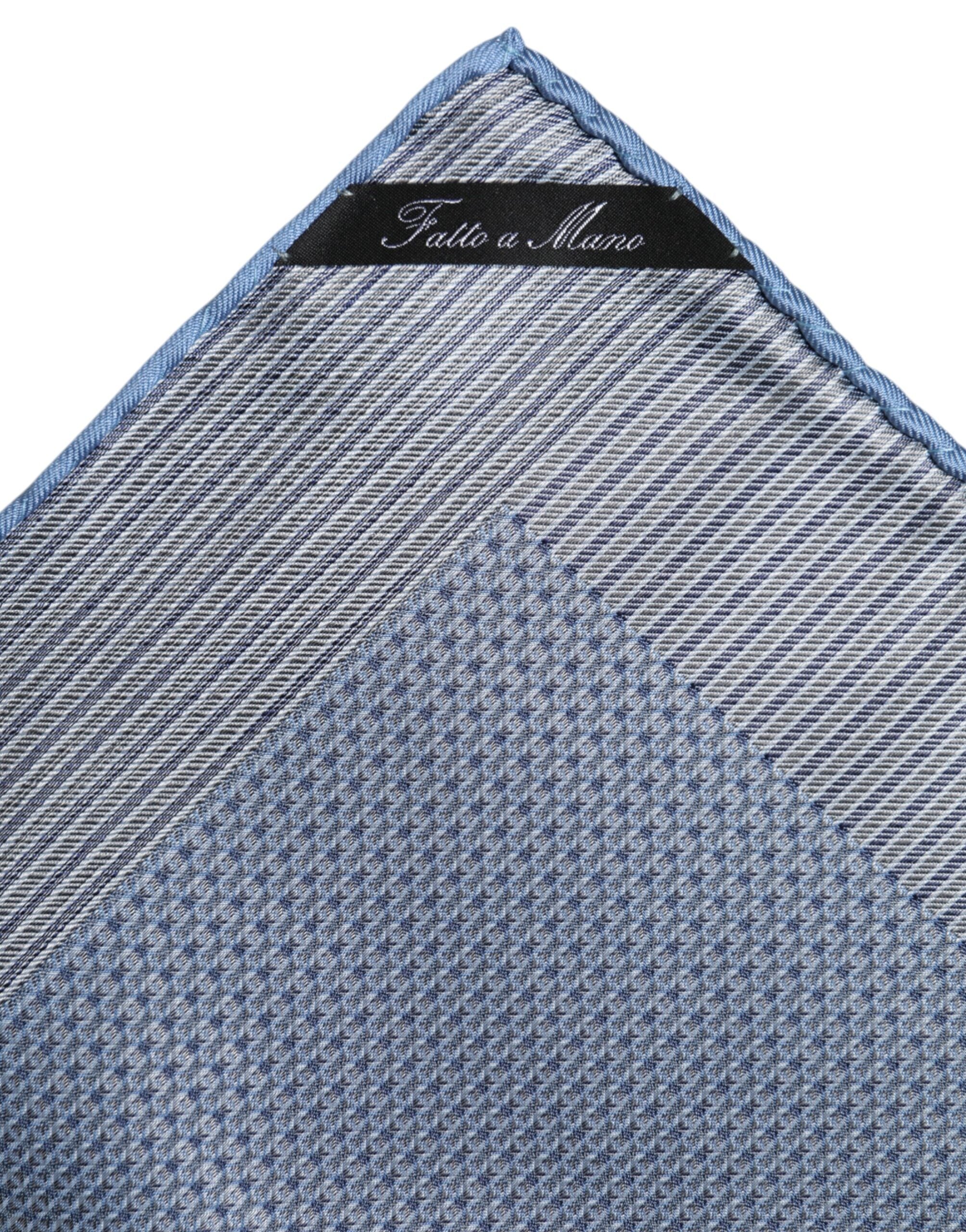 Light Blue Silk Square Men Foulard Scarf - ventzia