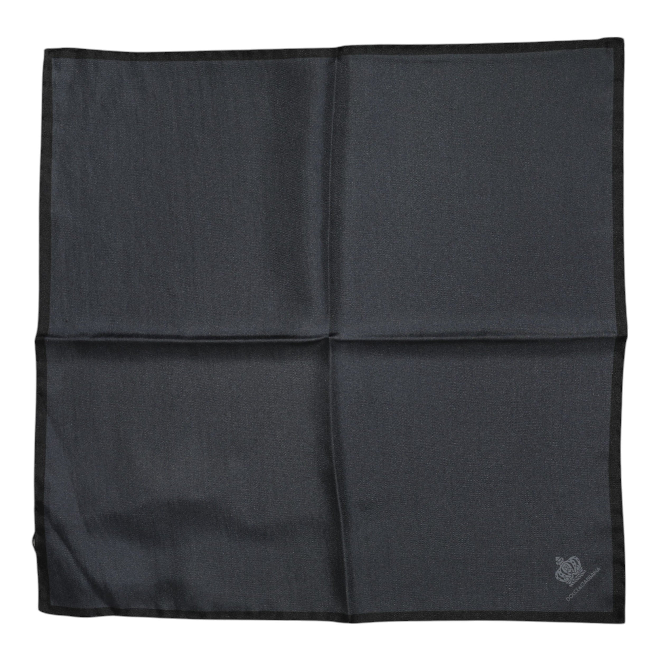 Dark Gray DG Crown Silk Square Foulard Scarf - ventzia