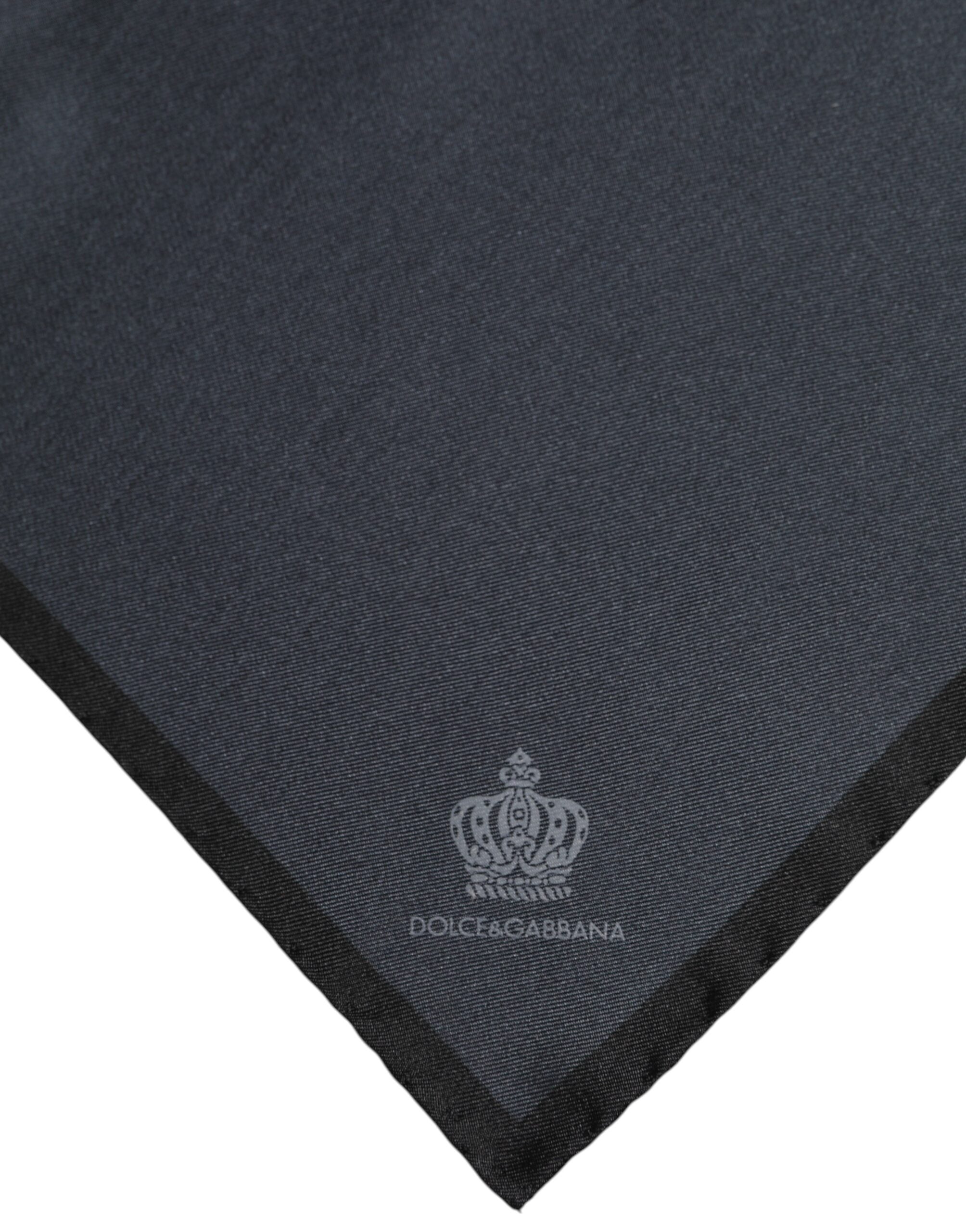 Dark Gray DG Crown Silk Square Foulard Scarf - ventzia
