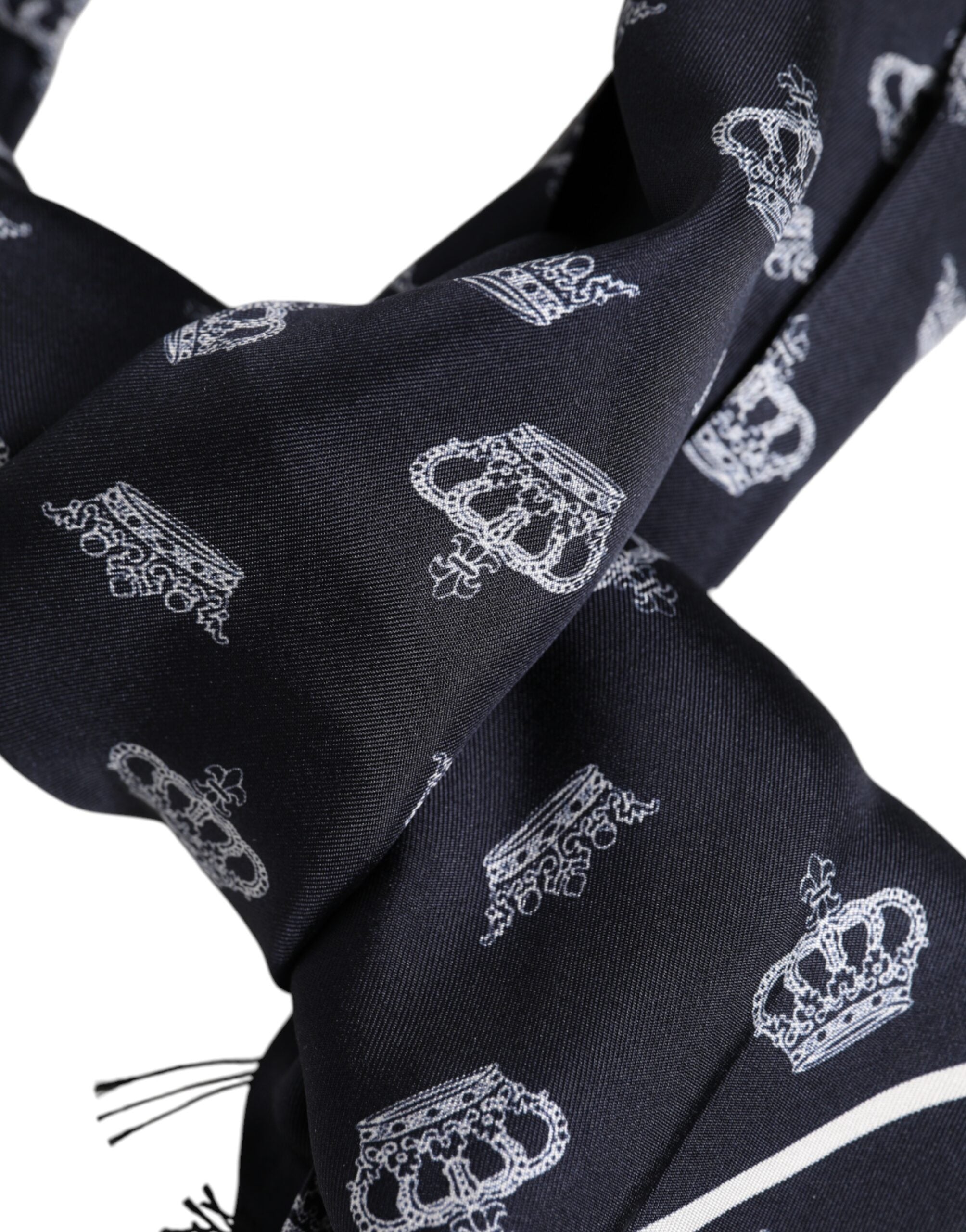 Black Silk Crown Fringes Men Foulard Scarf - ventzia