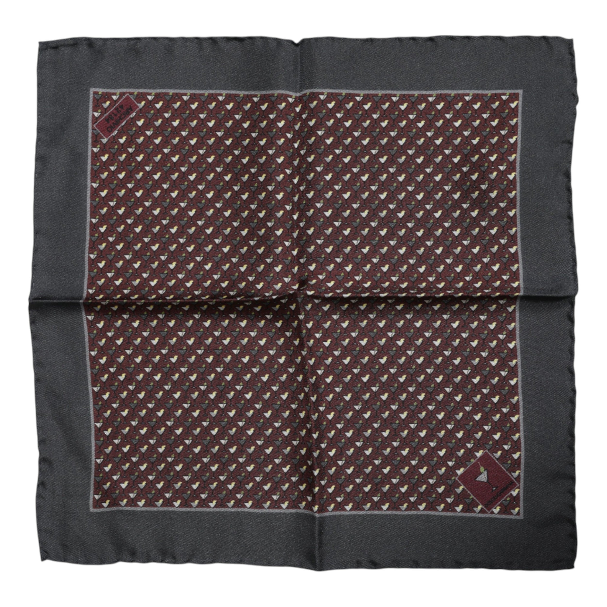 Maroon Cocktail Silk Square Foulard Scarf - ventzia