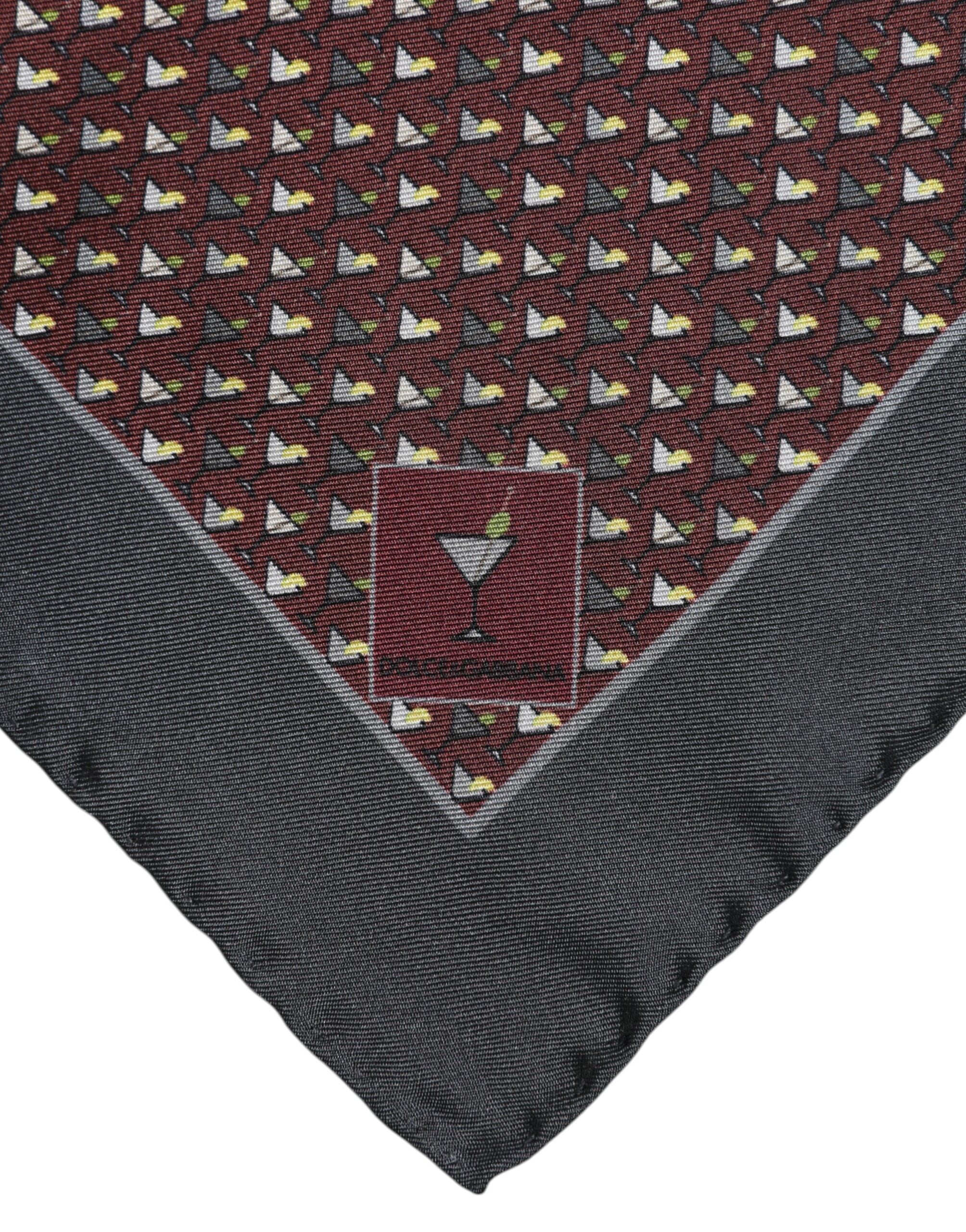 Maroon Cocktail Silk Square Foulard Scarf - ventzia