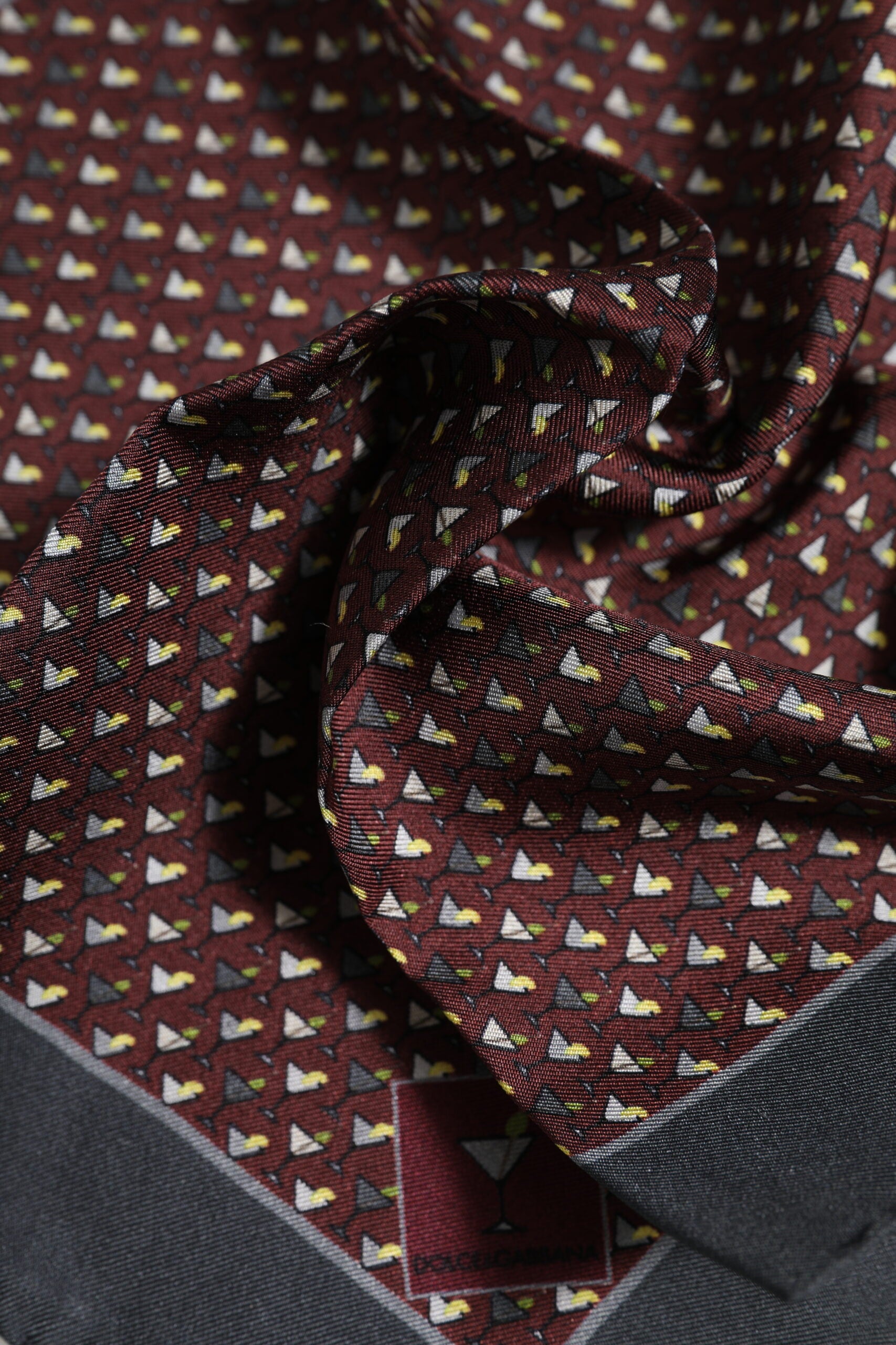 Maroon Cocktail Silk Square Foulard Scarf - ventzia