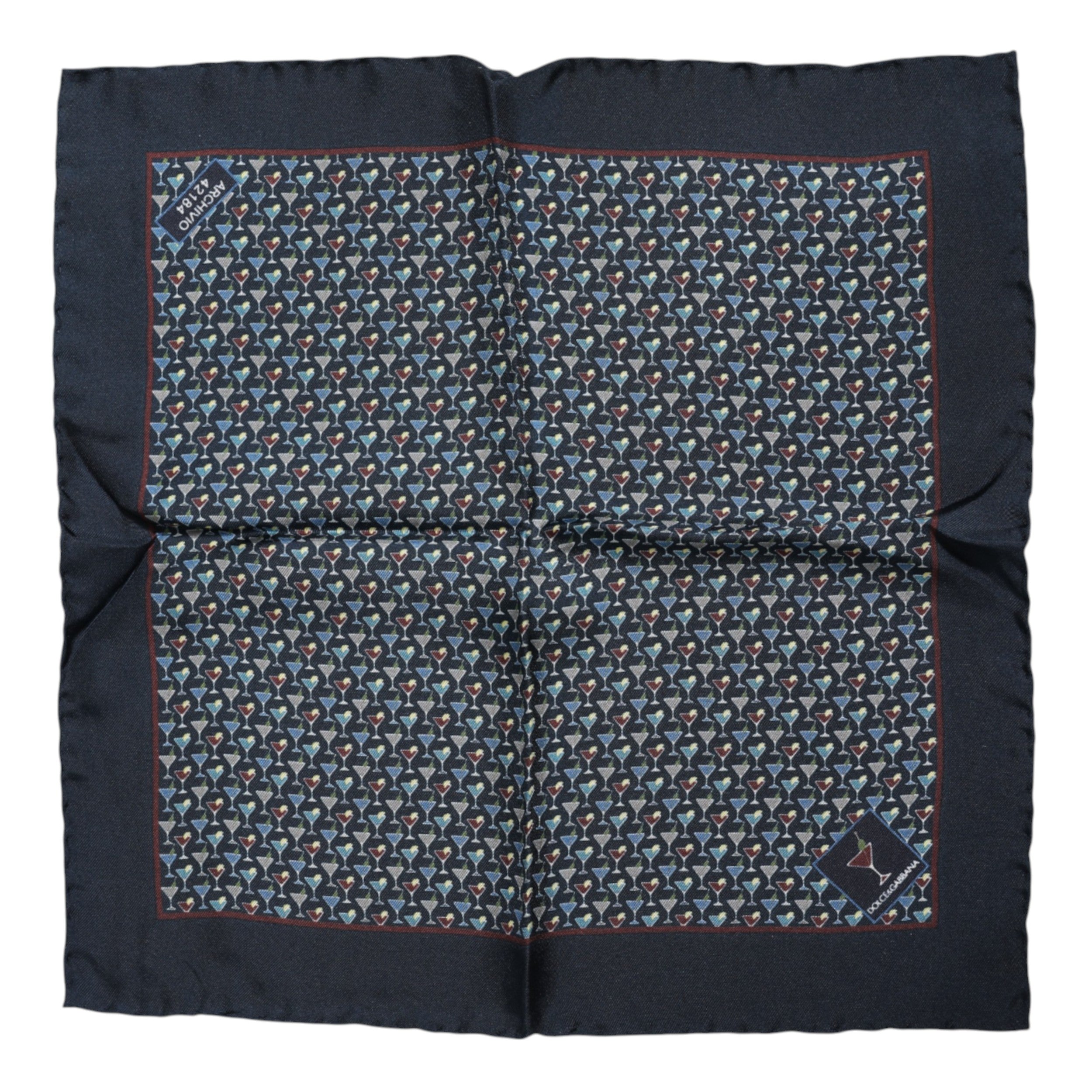 Blue Cocktail Silk Square Foulard Scarf - ventzia