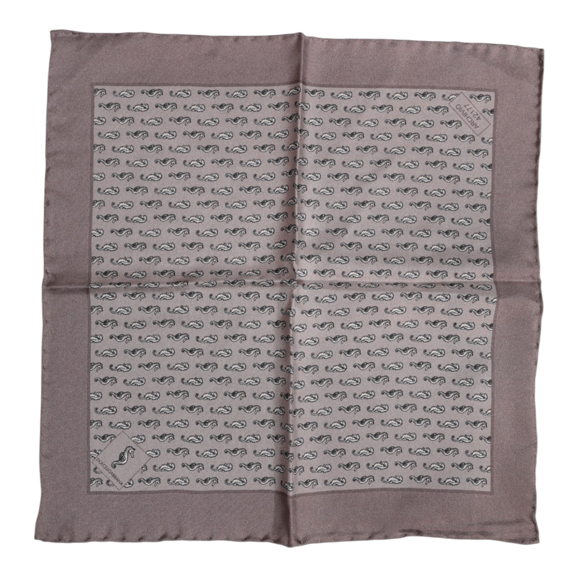 Brown Sea Horse Silk Square Foulard Scarf - ventzia