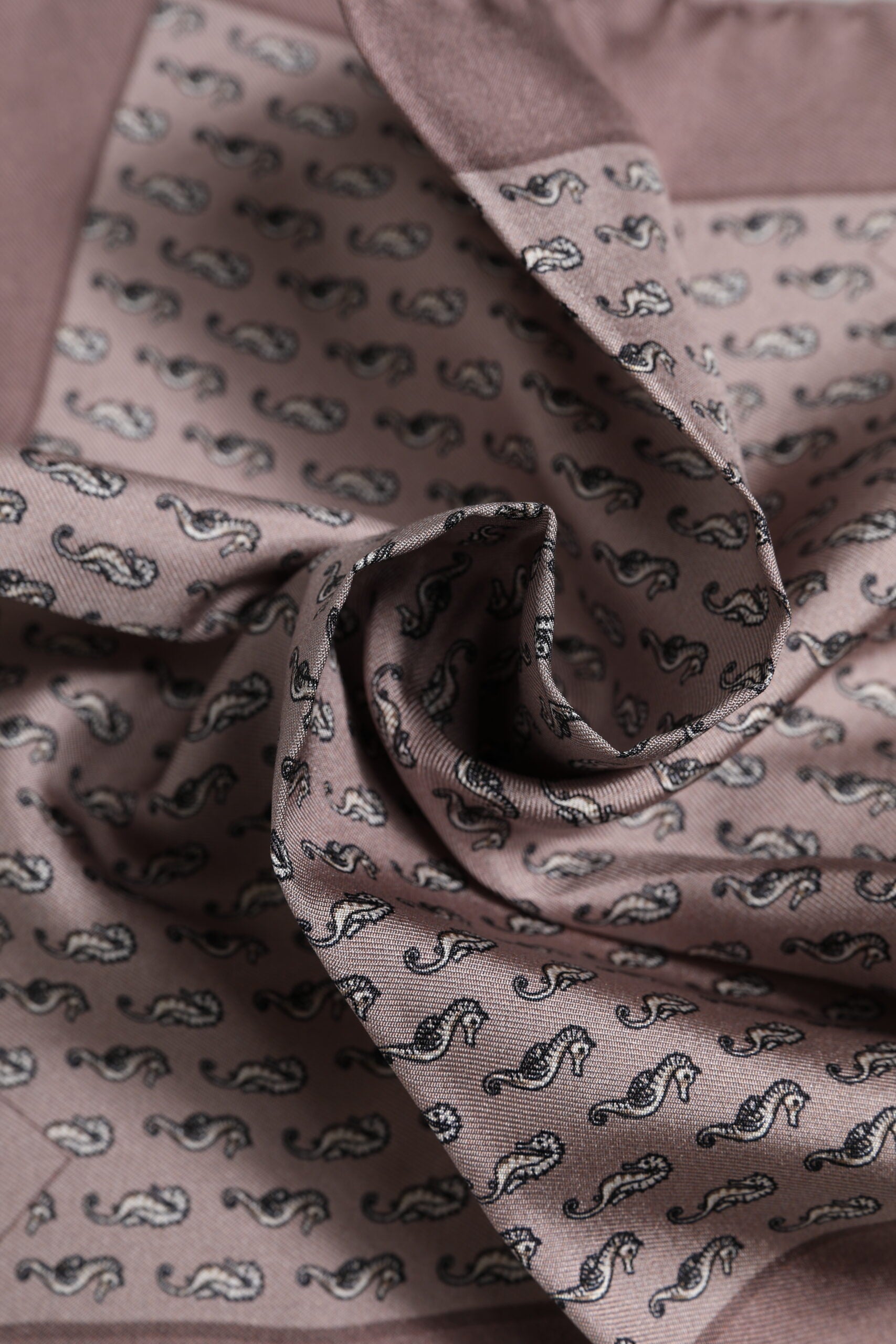 Brown Sea Horse Silk Square Foulard Scarf - ventzia