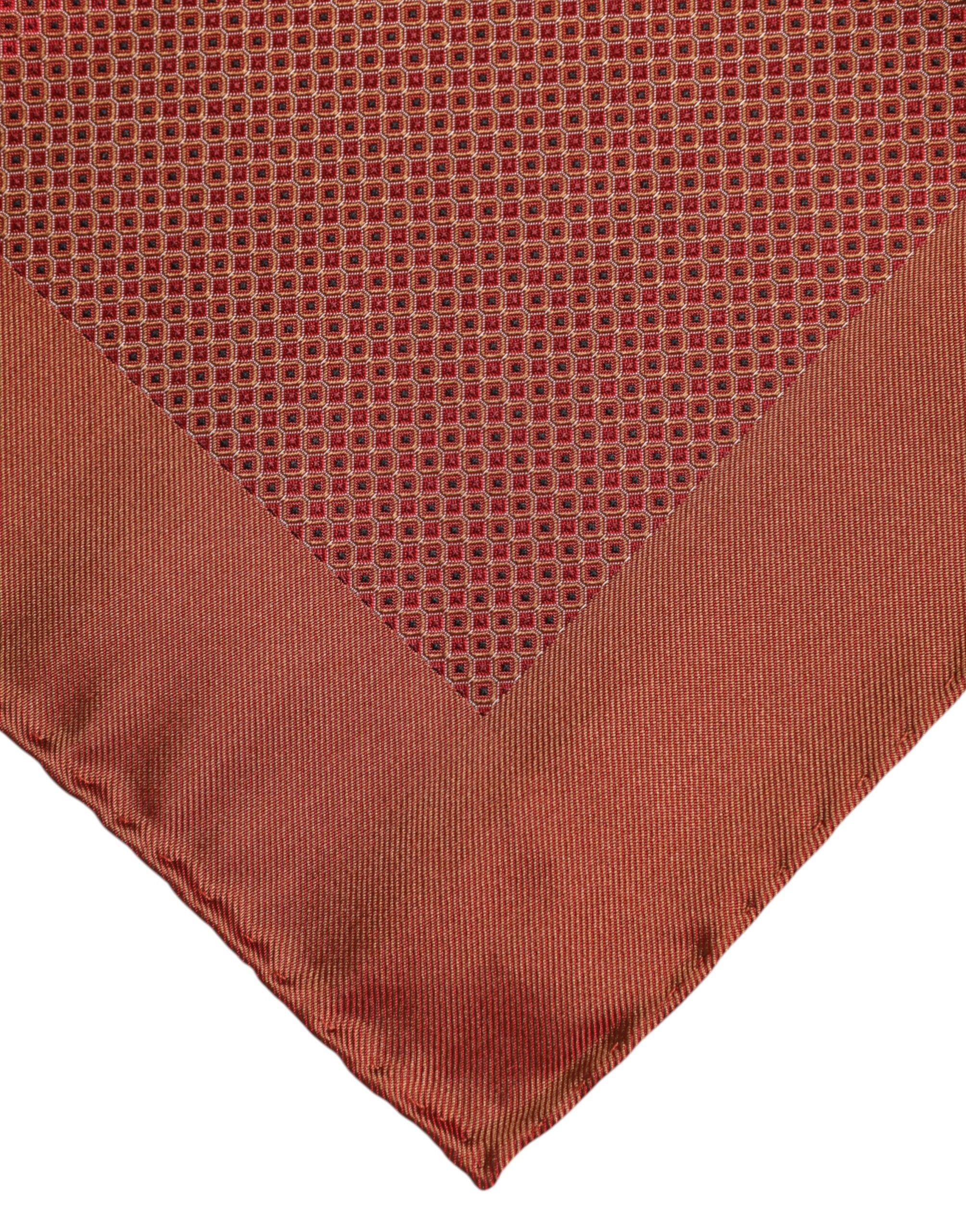 Orange Silk Square Men Foulard Scarf - ventzia