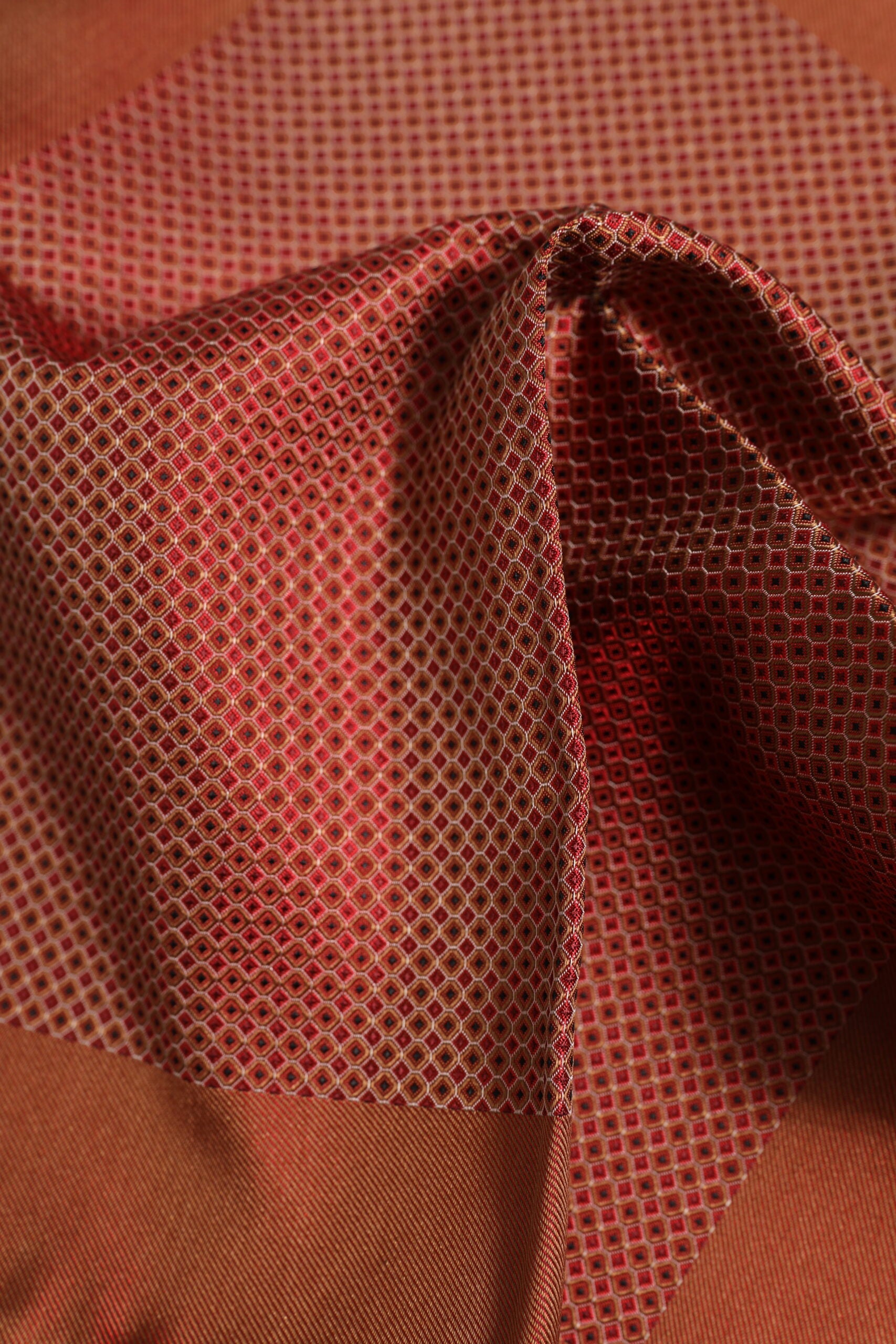 Orange Silk Square Men Foulard Scarf - ventzia