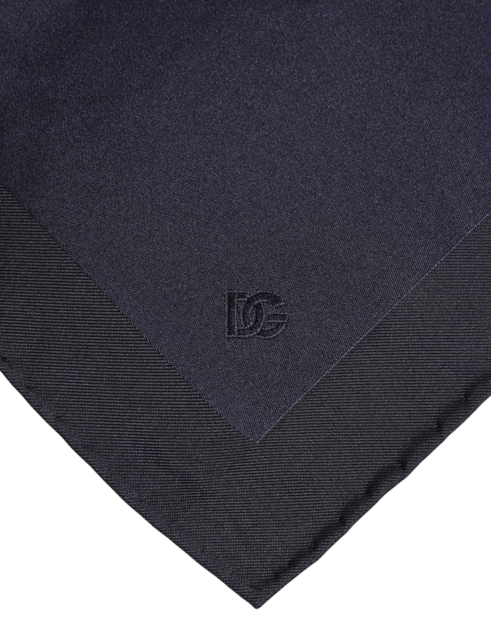 Dark Blue Silk Square Men Foulard Scarf - ventzia