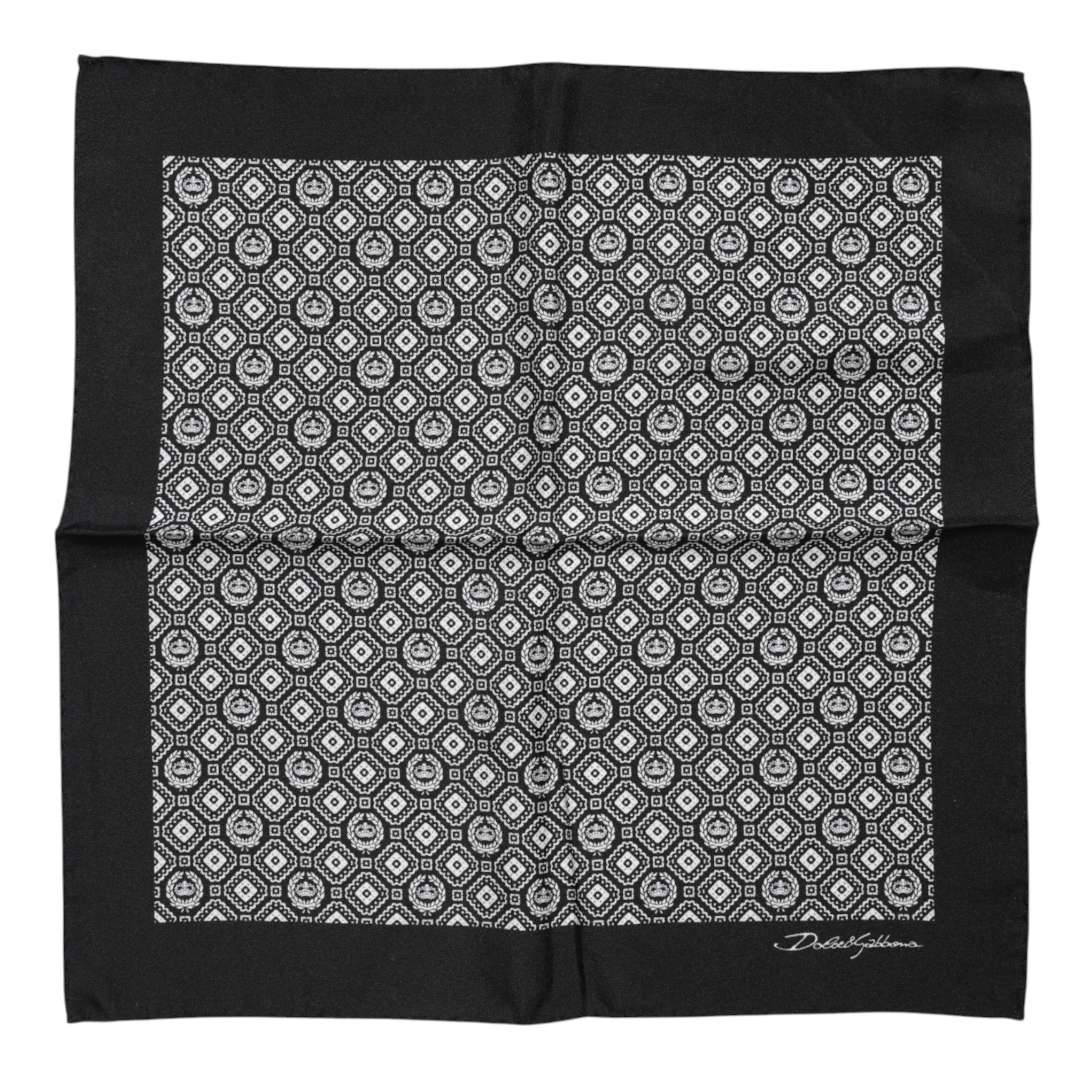 Black White Patterned Square Foulard Scarf - ventzia