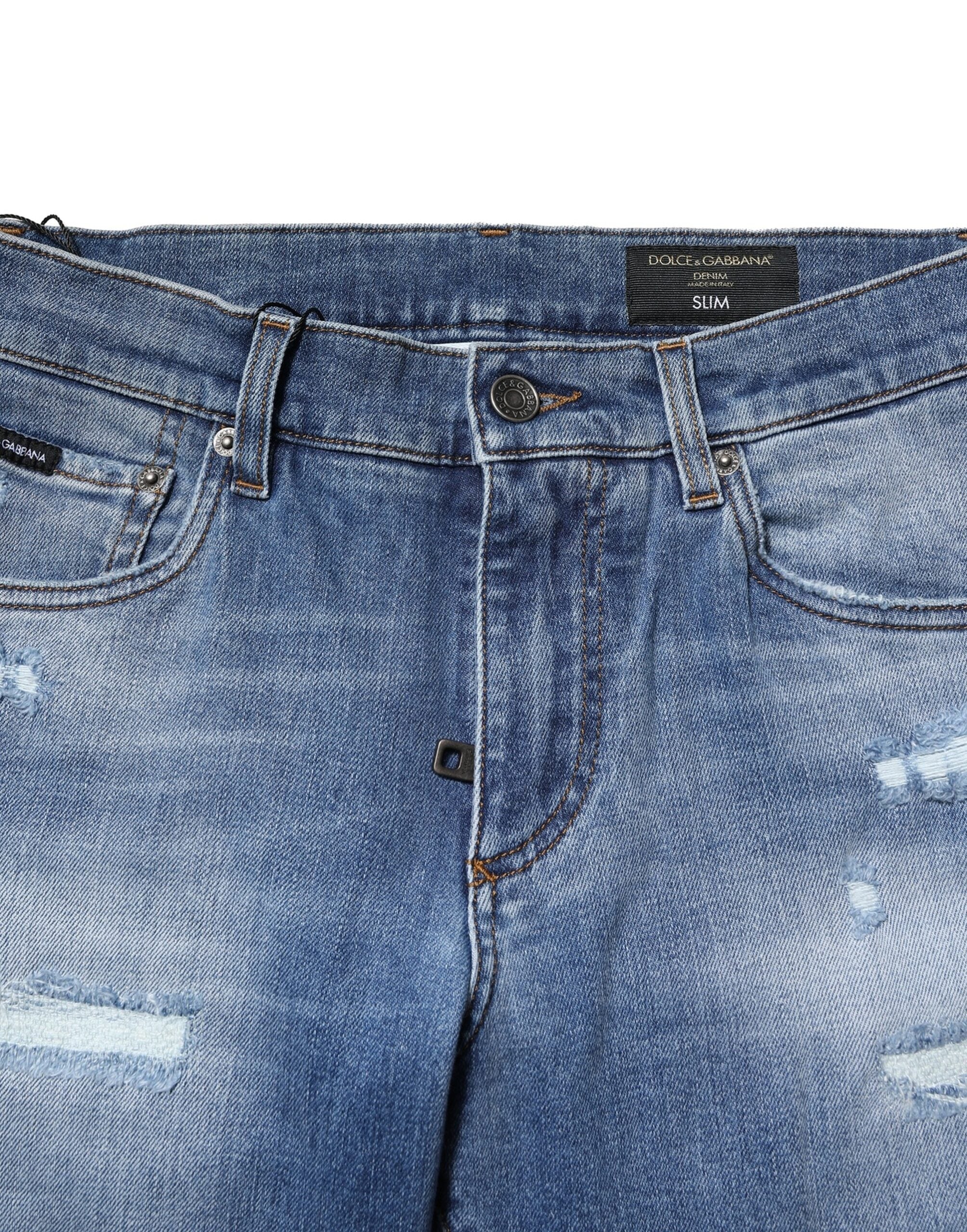 Blue Washed Cotton Skinny Men Denim Jeans - ventzia