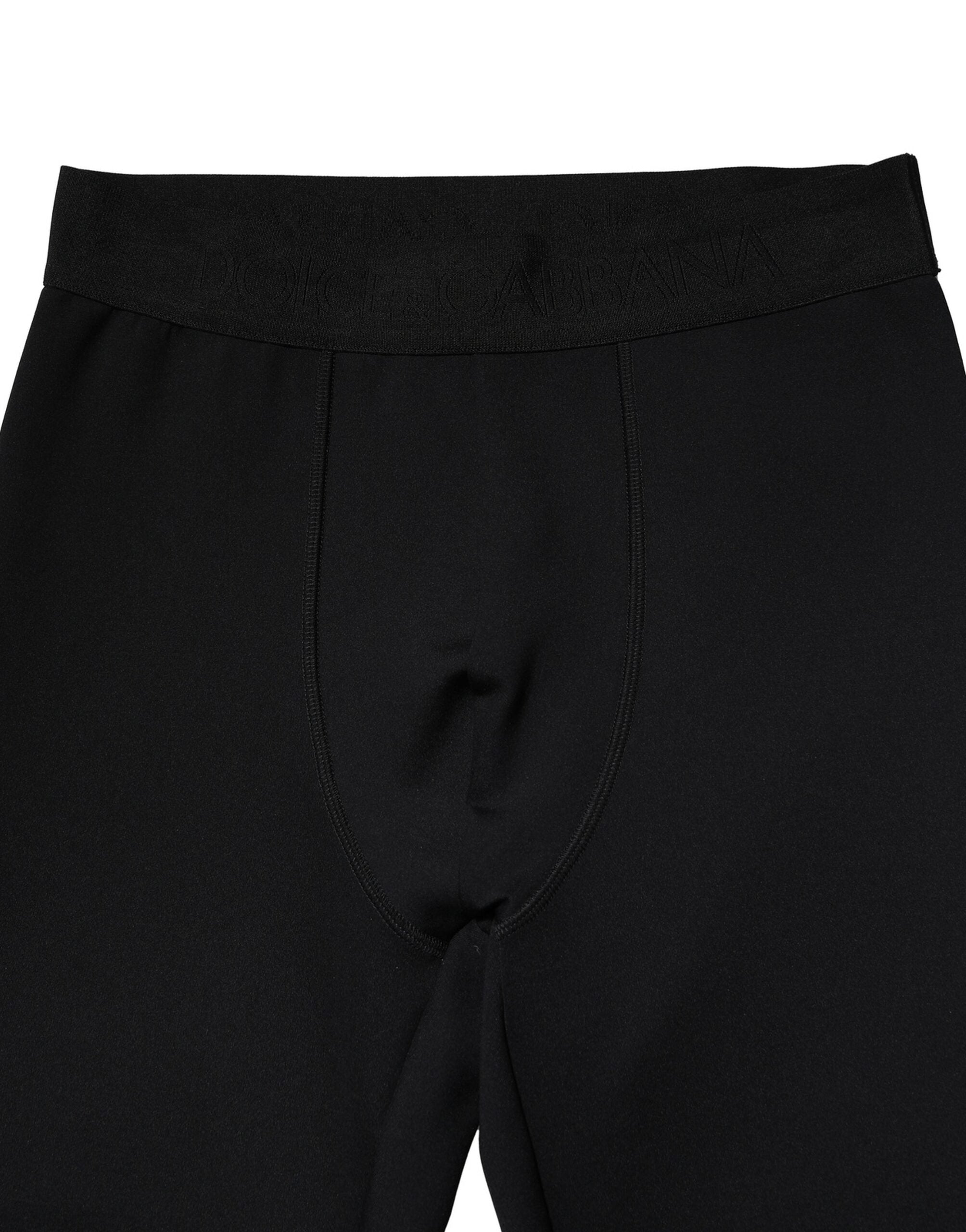 Black Nylon Elastic Logo Men Leggings Pants - ventzia