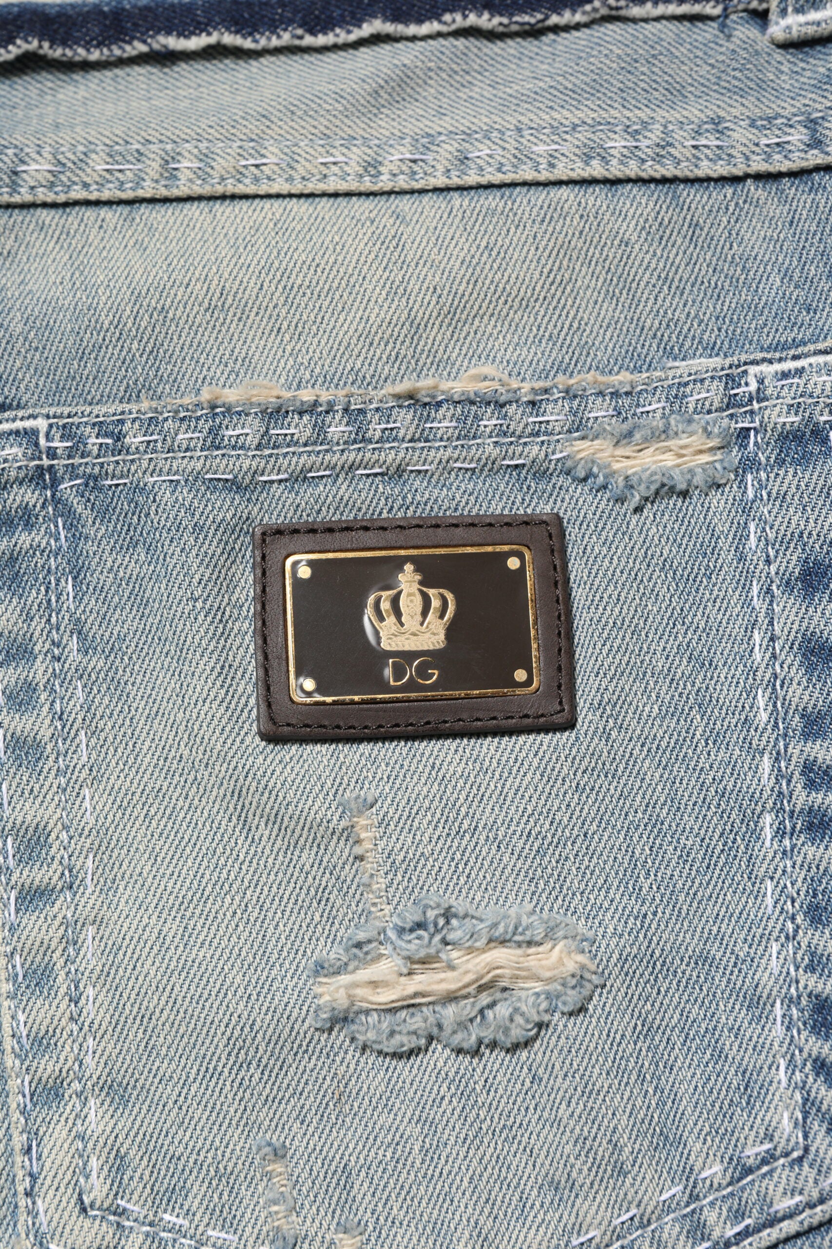 Light Blue Tattered Straight Men Denim Jeans - ventzia