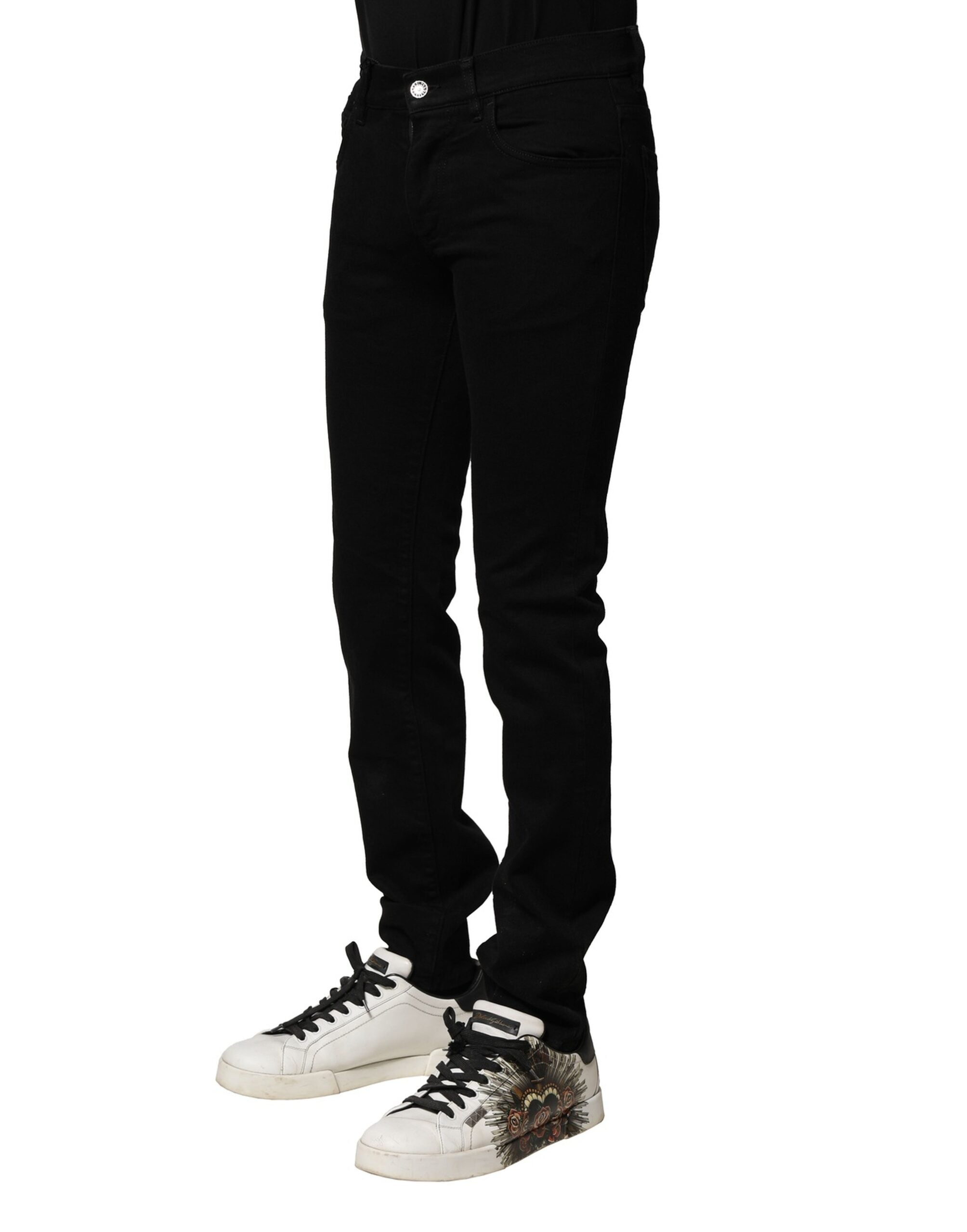 Black Cotton Stretch Skinny Men Denim Jeans - ventzia