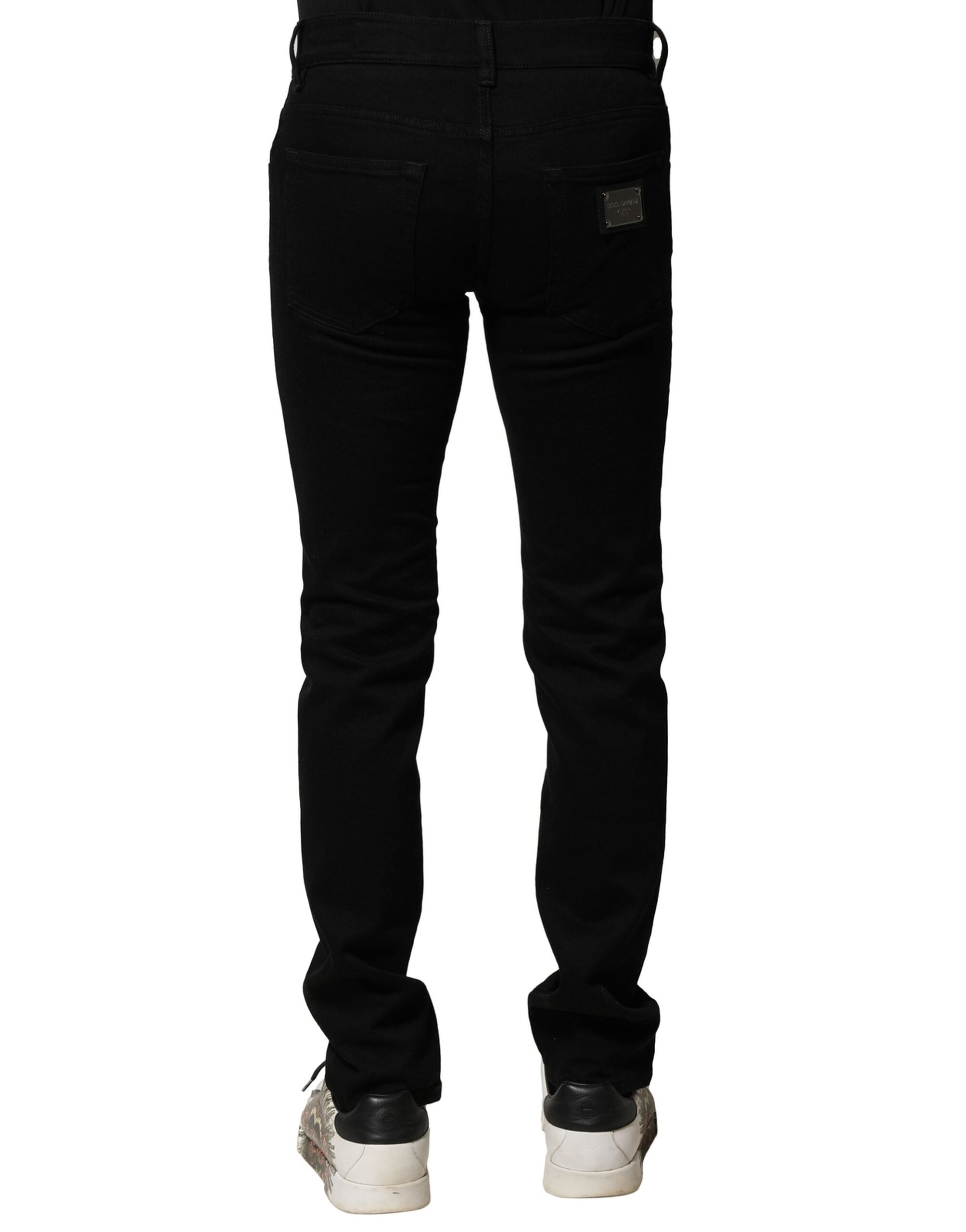Black Cotton Stretch Skinny Men Denim Jeans - ventzia