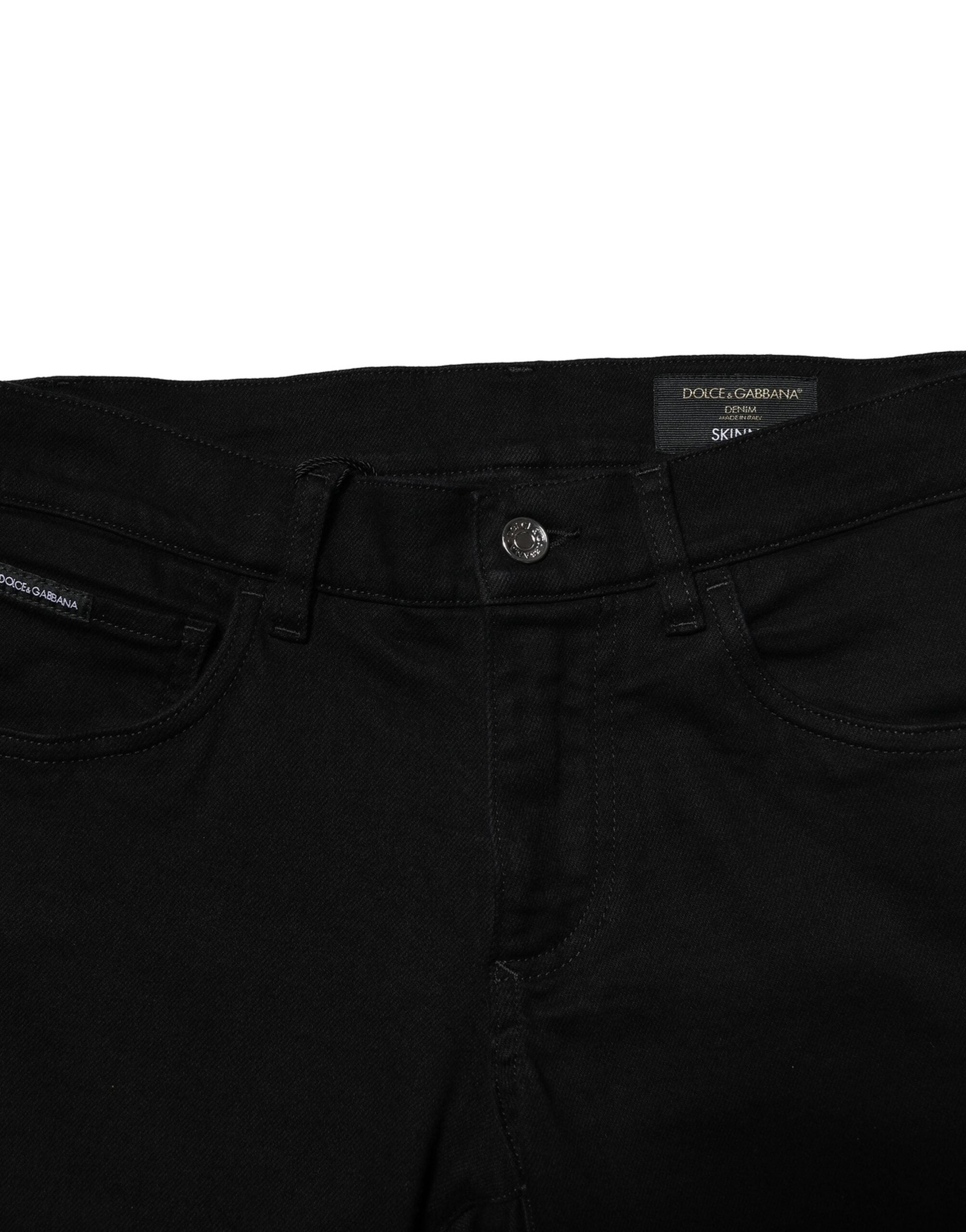 Black Cotton Stretch Skinny Men Denim Jeans - ventzia