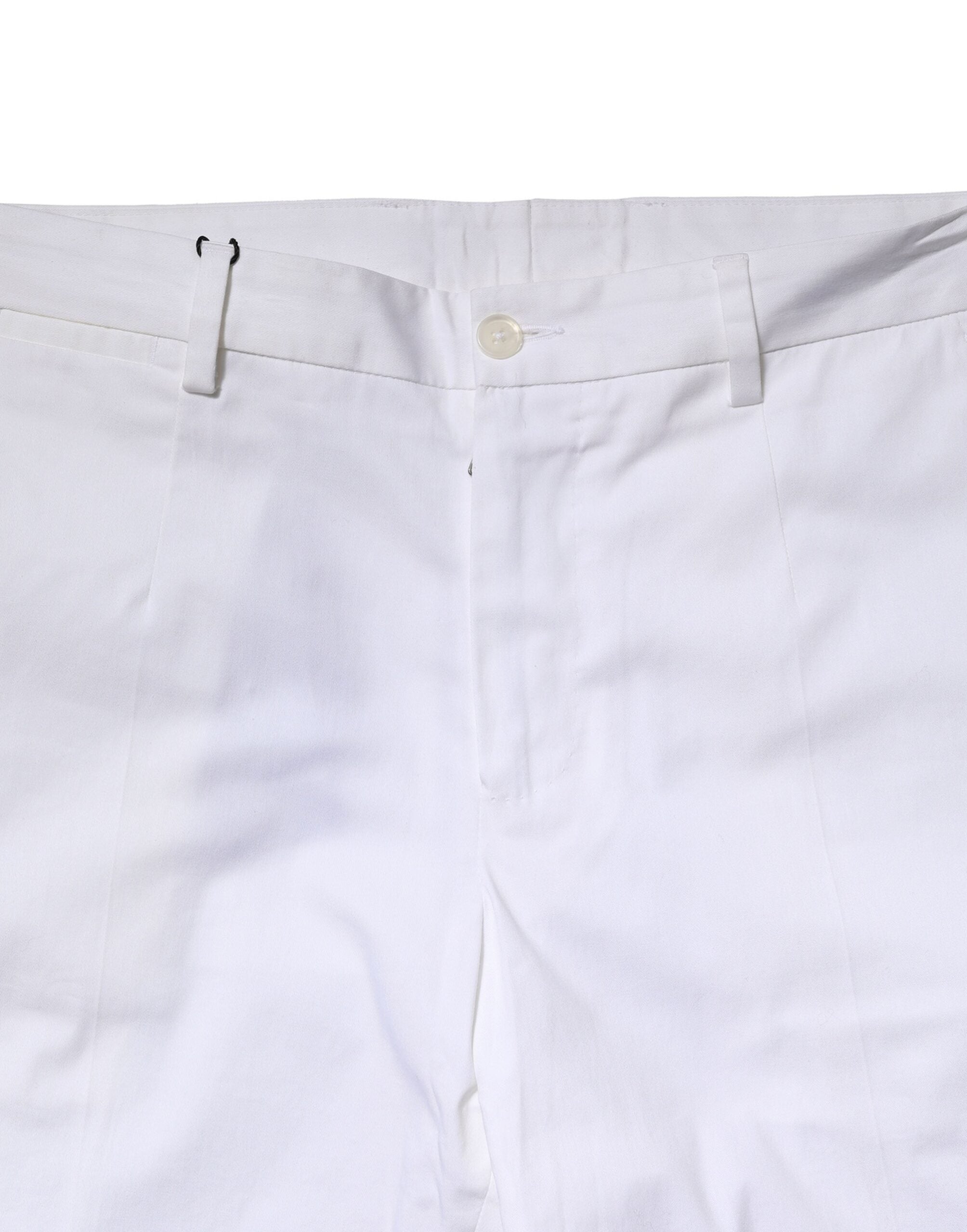 White Cotton Straight Logo Men Pants - ventzia