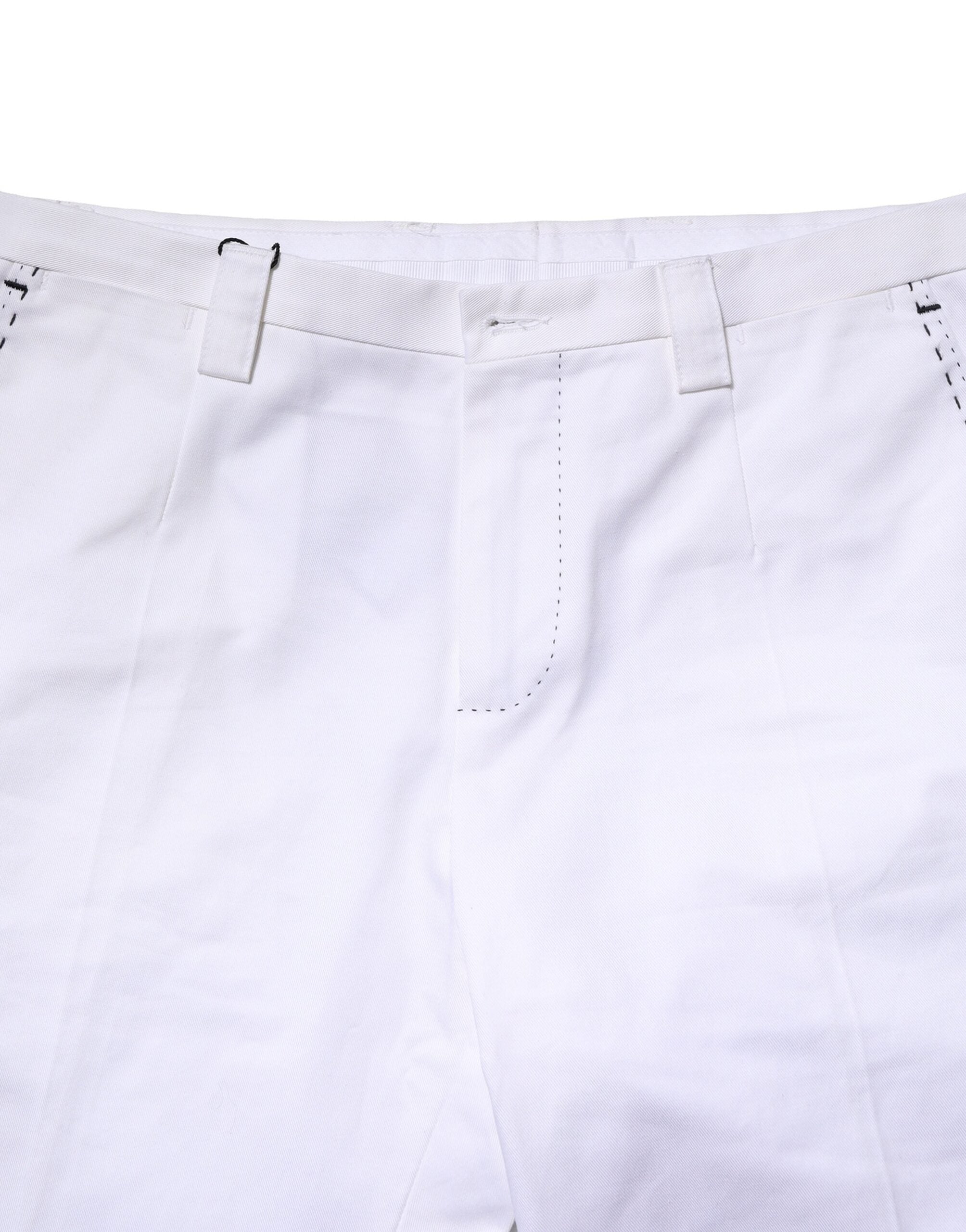 White Cotton Straight Logo Men Pants - ventzia