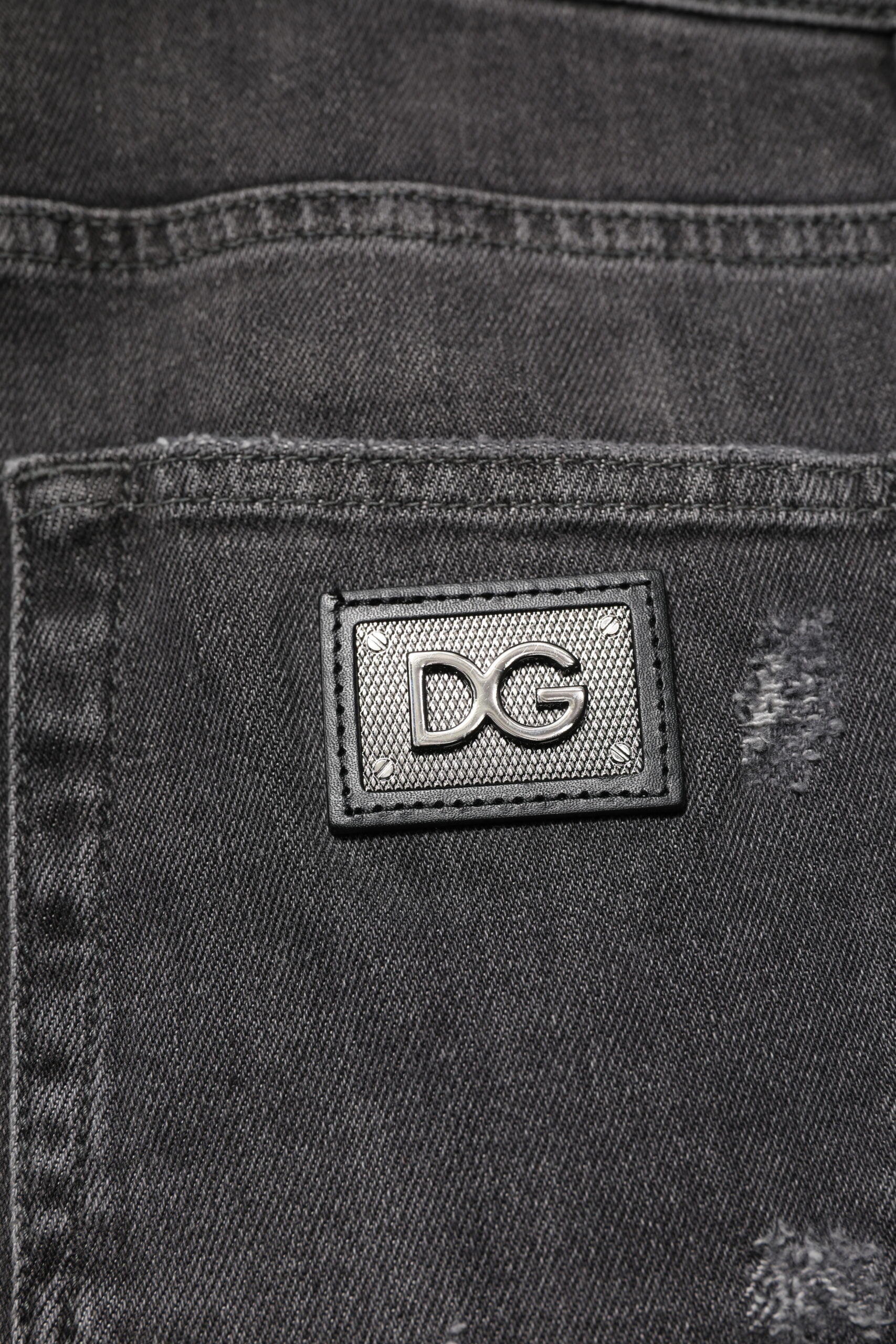 Black Washed Tattered Slim Fit Denim Jeans - ventzia