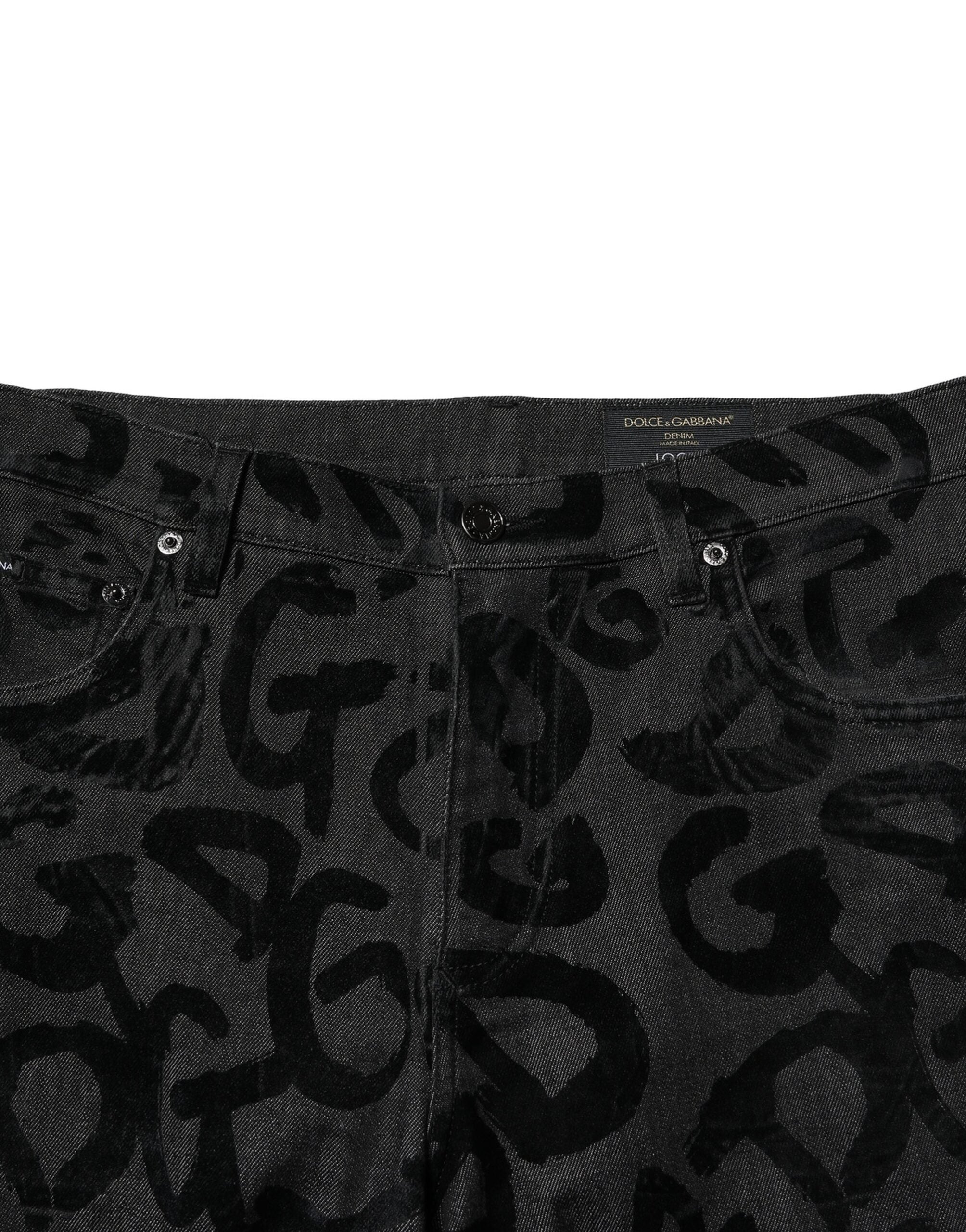 Gray Cotton DG Logo Straight Men Denim Jeans - ventzia