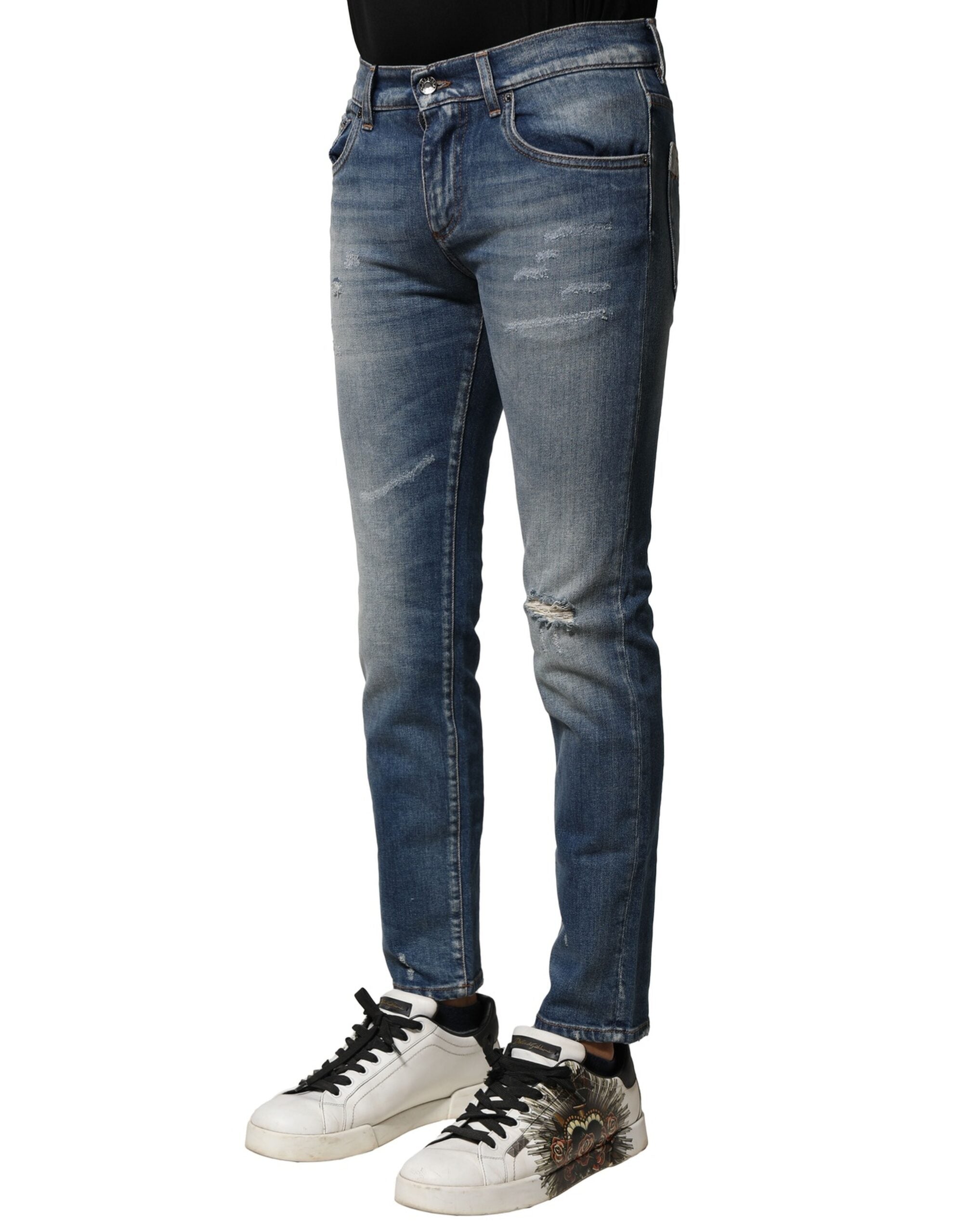 Blue Washed Cotton Slim Fit Men Denim Jeans - ventzia