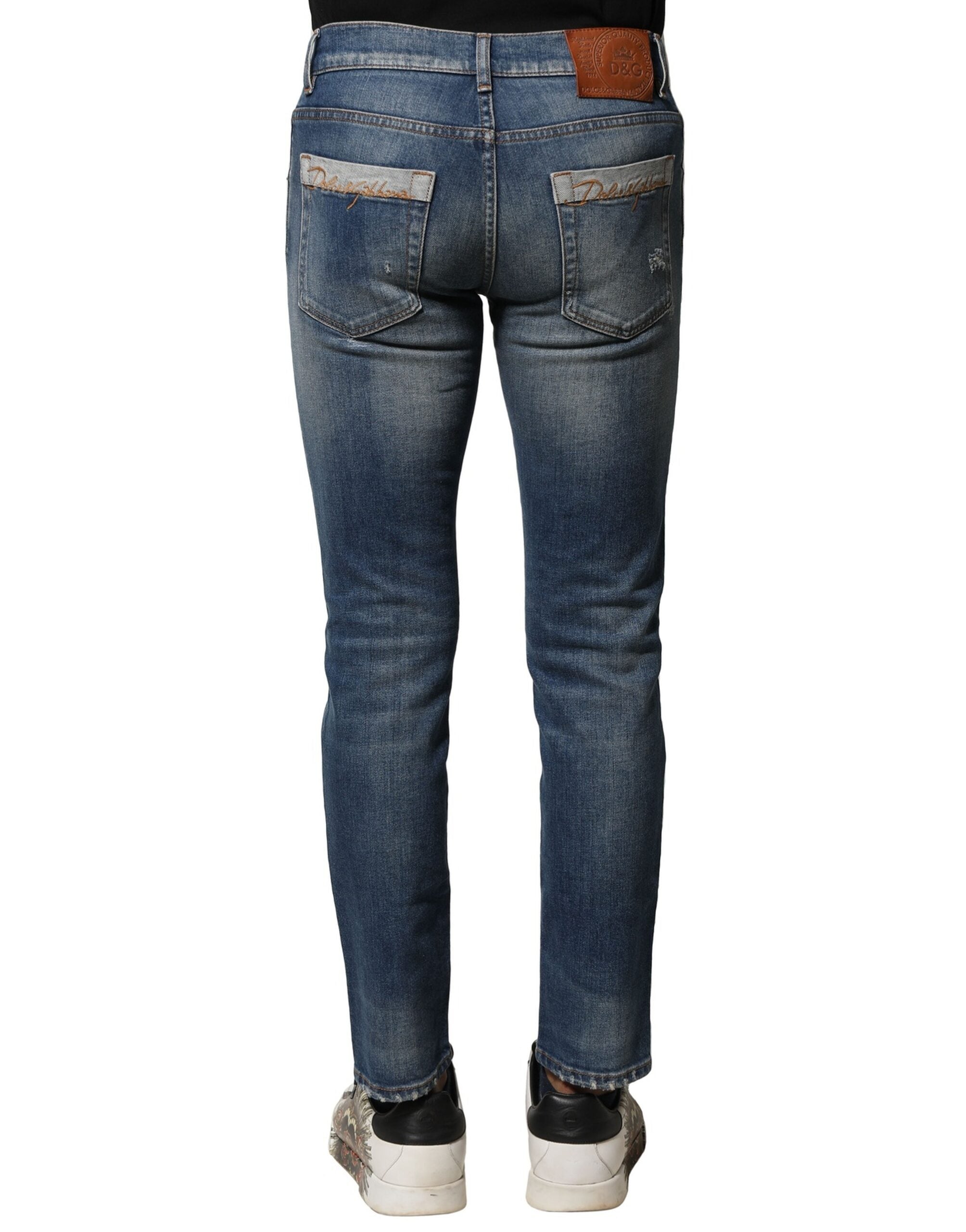 Blue Washed Cotton Slim Fit Men Denim Jeans - ventzia
