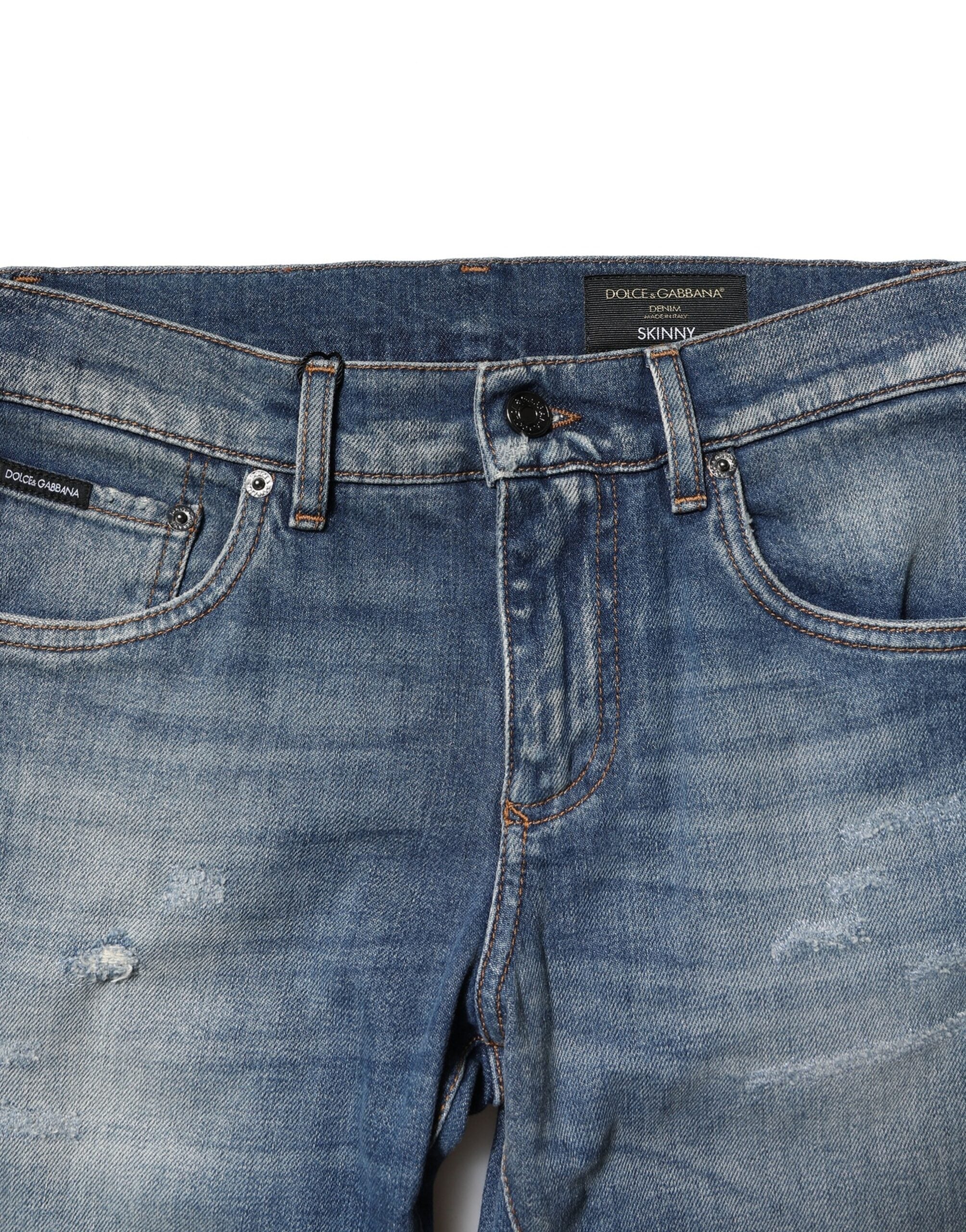 Blue Washed Cotton Slim Fit Men Denim Jeans - ventzia