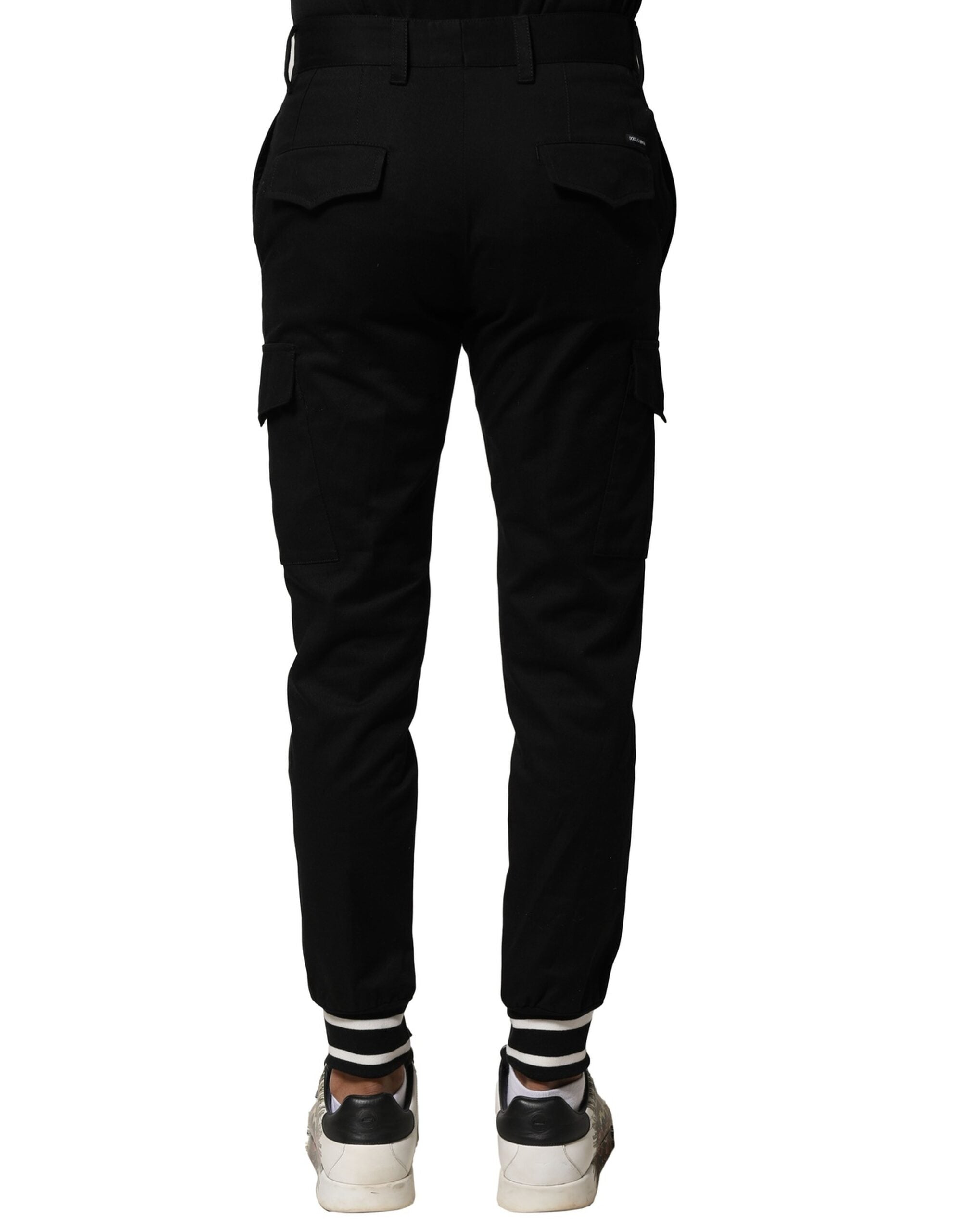 Black Cotton Cargo Joggers Men Pants - ventzia