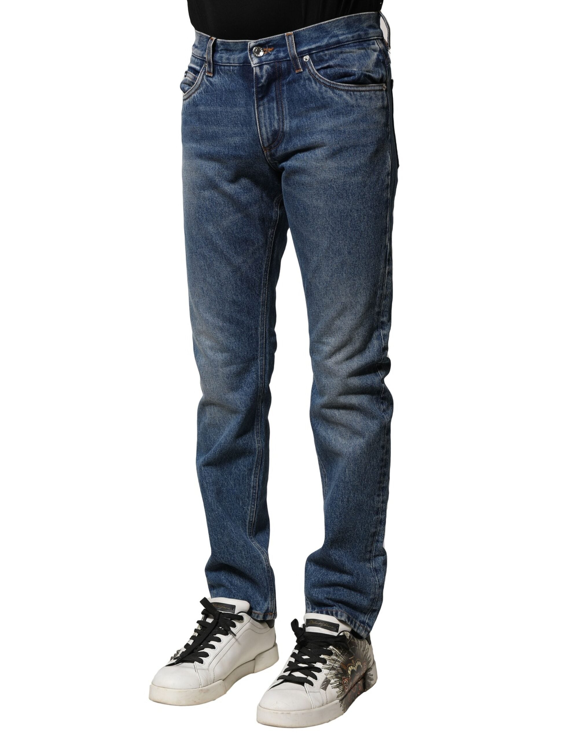 Blue Cotton Stretch Slim Fit Men Denim Jeans - ventzia