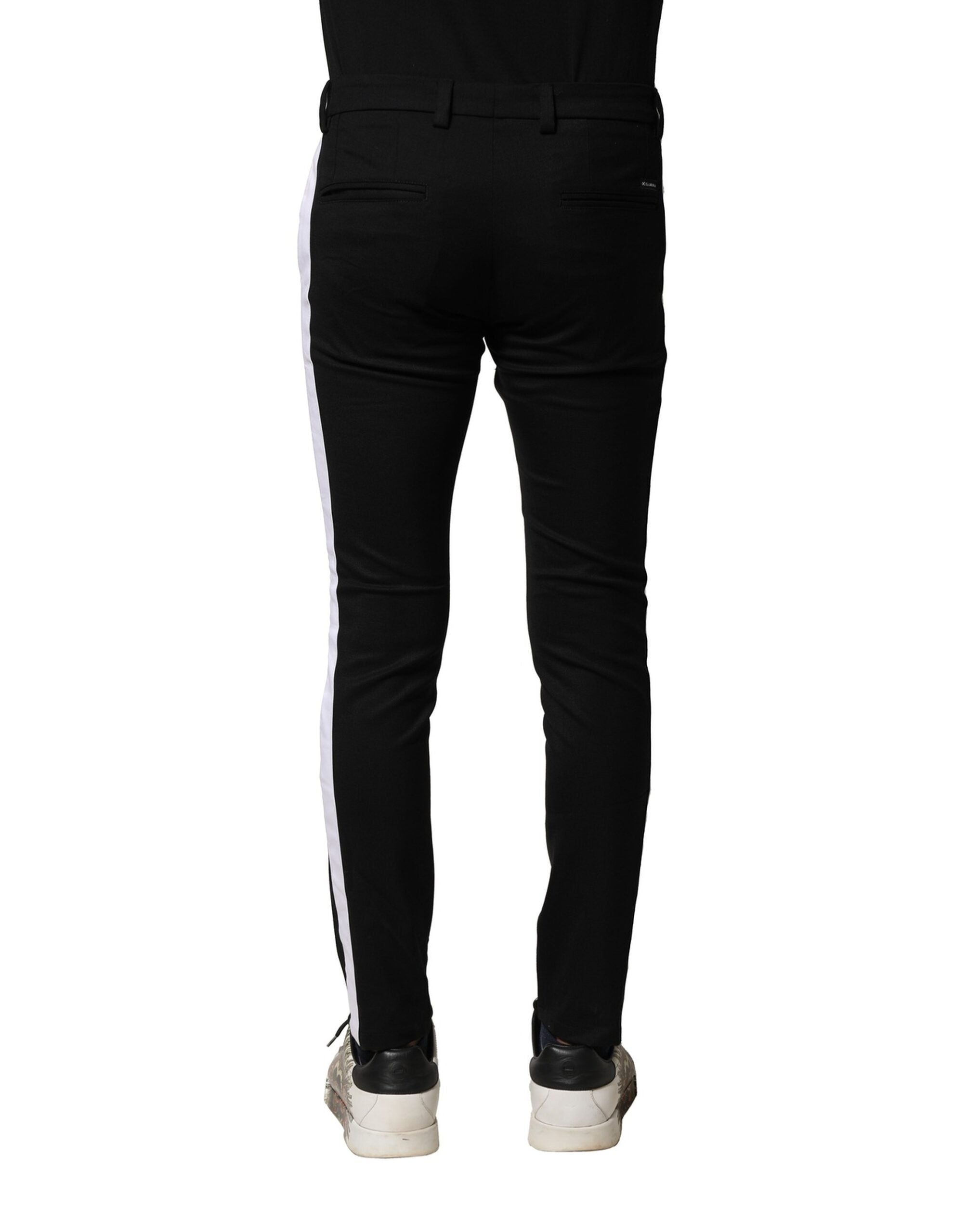 Black Wool Men Skinny Mid Waist Pants - ventzia