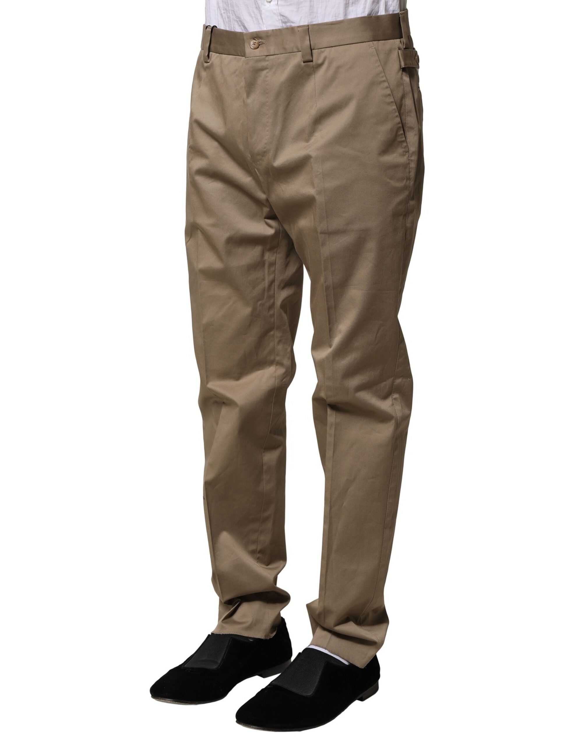 Brown Cotton Tapered Men Formal Pants - ventzia