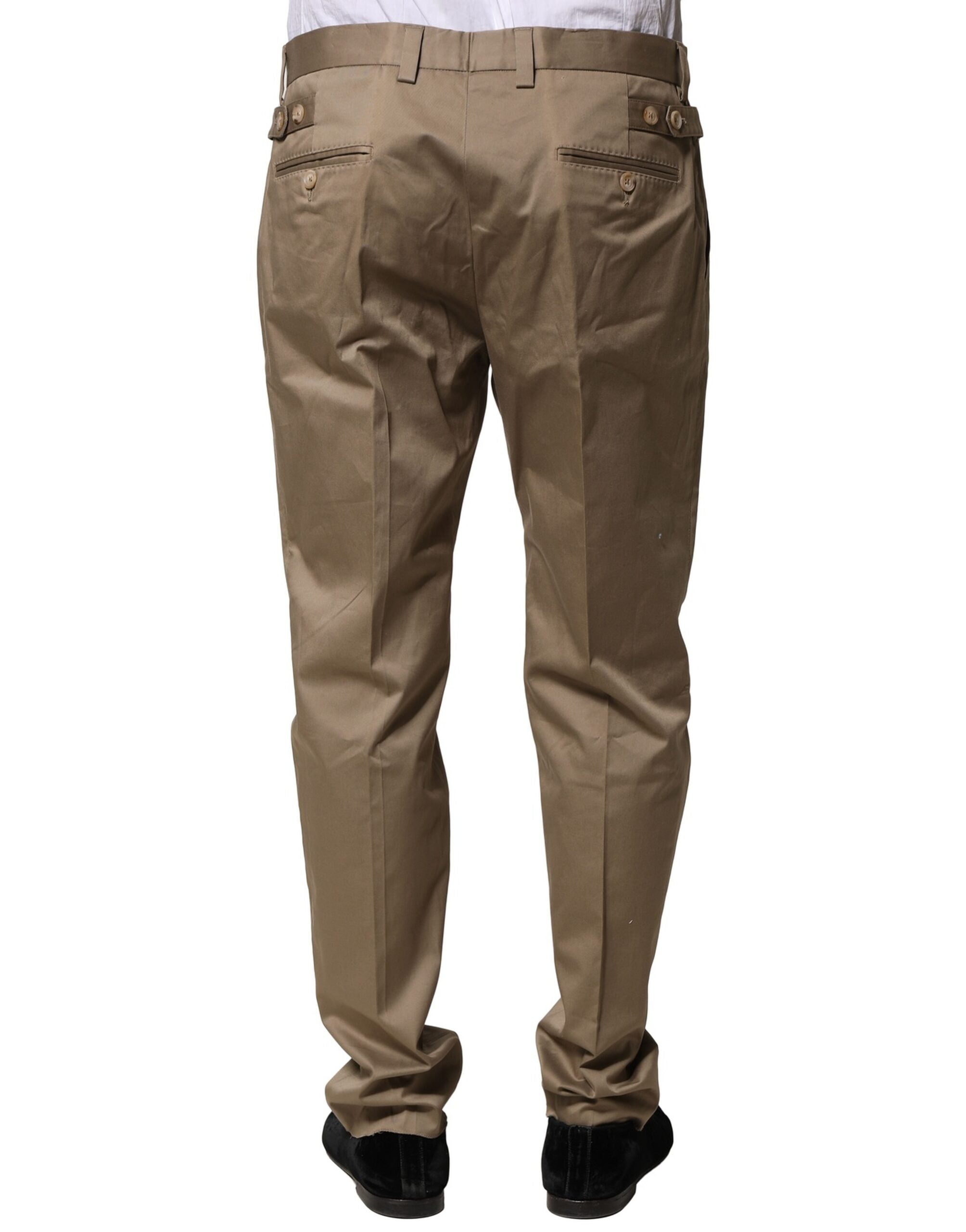 Brown Cotton Tapered Men Formal Pants - ventzia