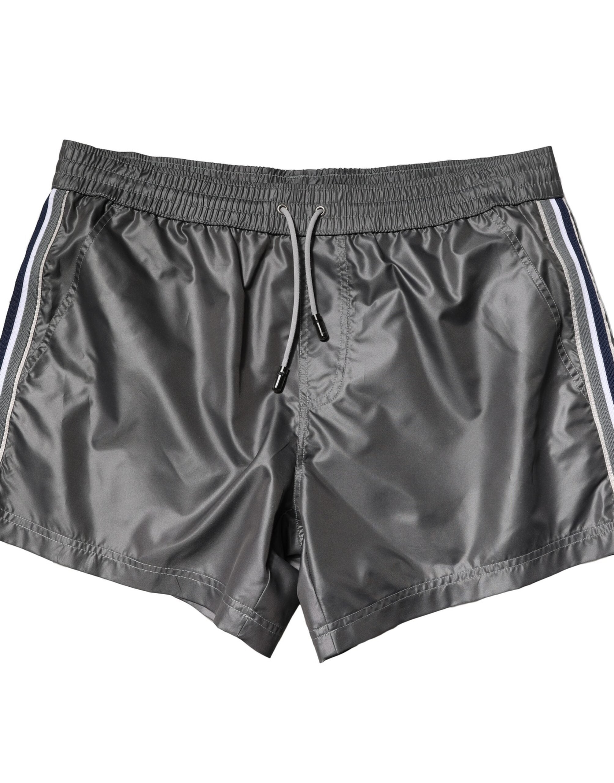 Gray Polyester Mid Waist Casual Bermuda Shorts - ventzia
