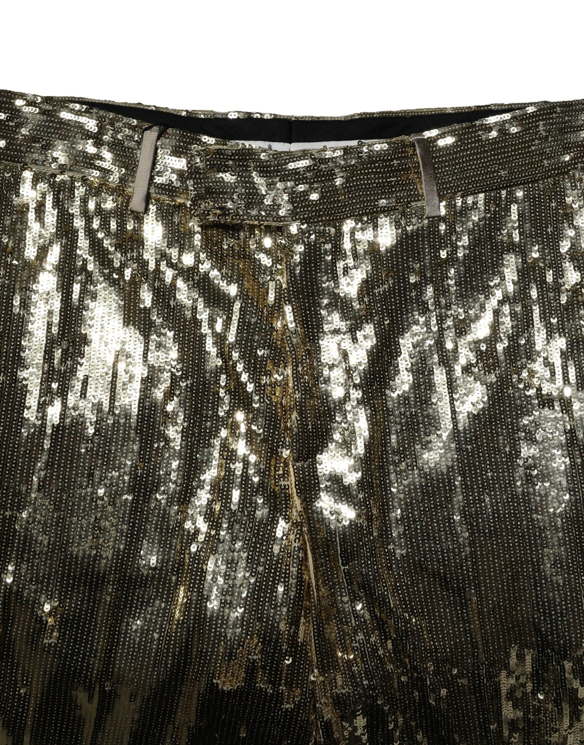 Gold Sequin Polyester Embellished Bermuda Shorts - ventzia