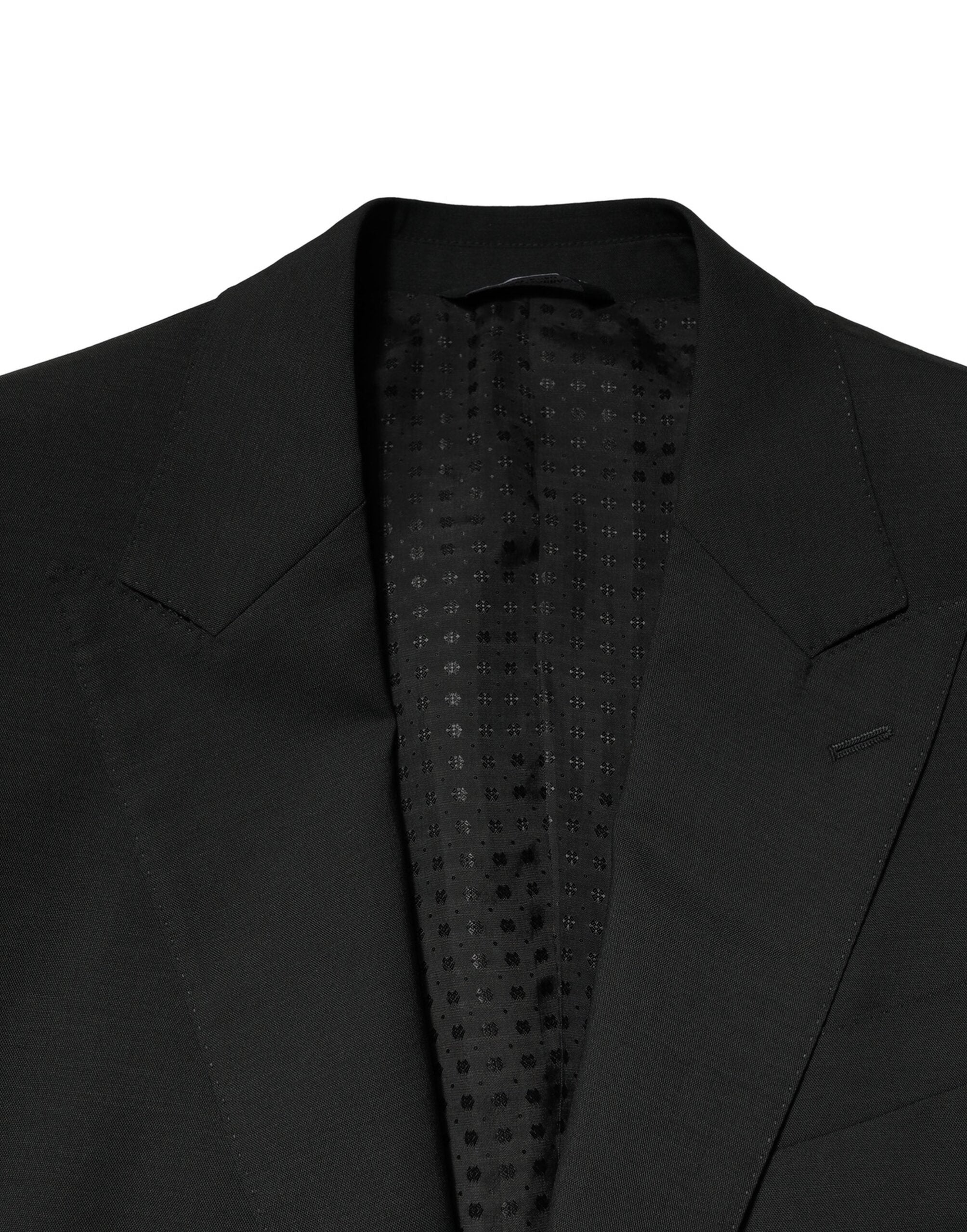 Black Wool 2 Piece Single Breasted Suit - ventzia