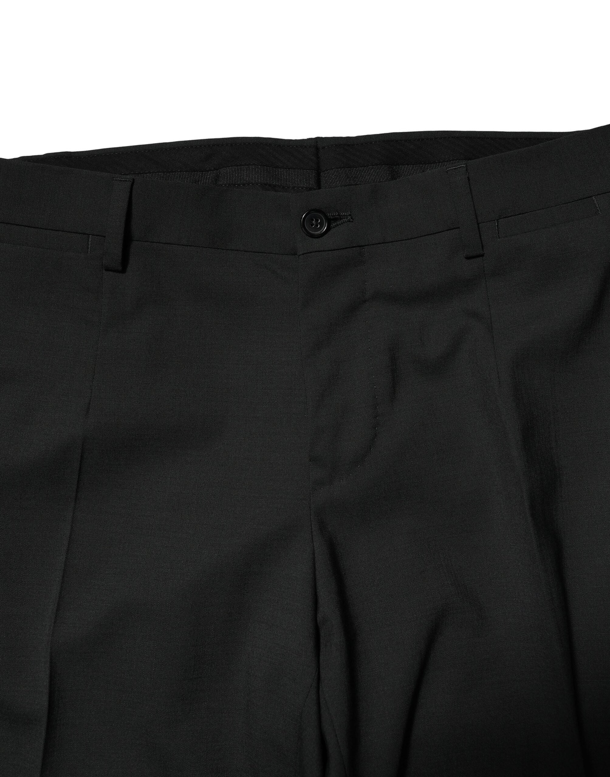 Black Wool 2 Piece Single Breasted Suit - ventzia