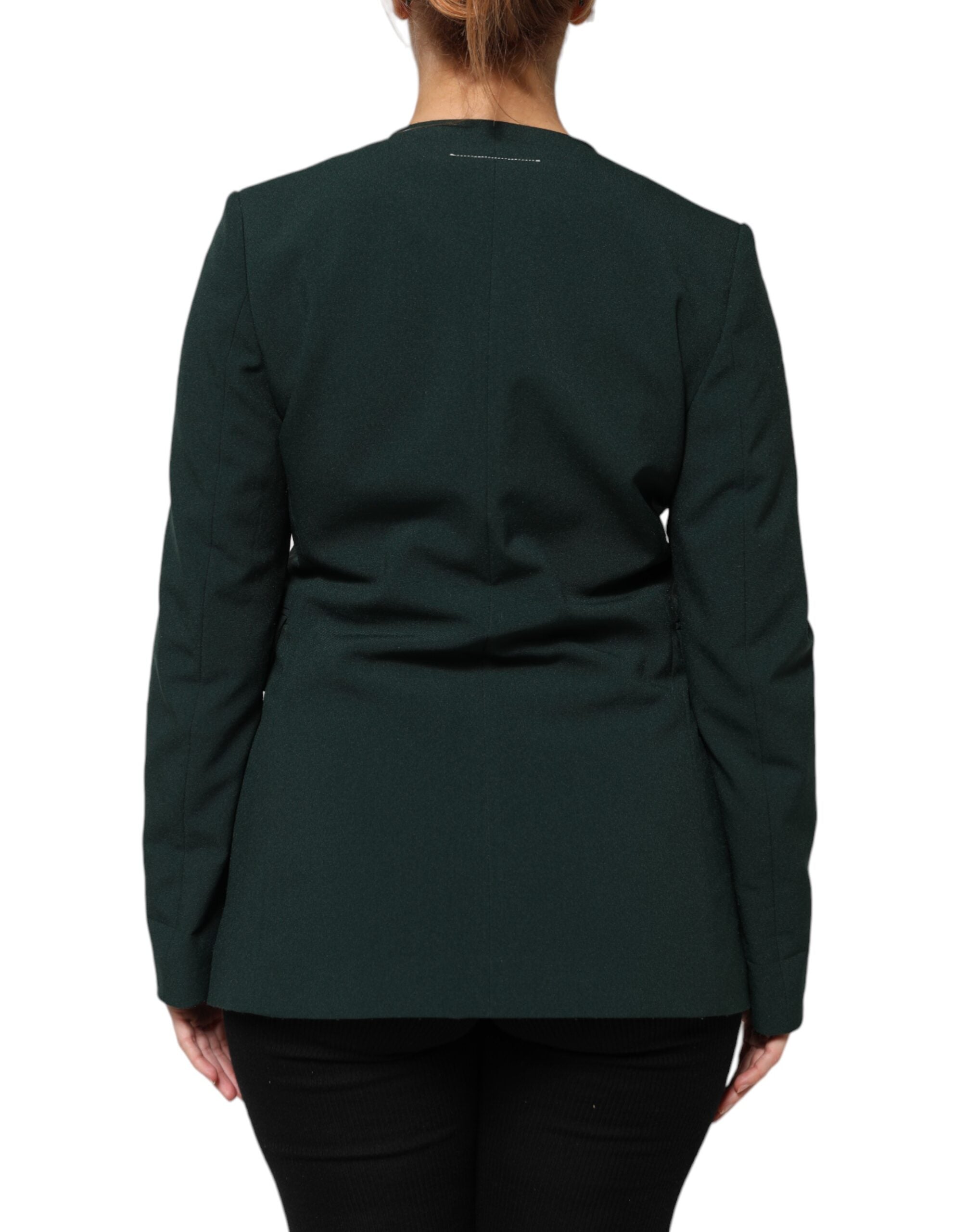 Green Single Breasted One Button Coat Jacket - ventzia